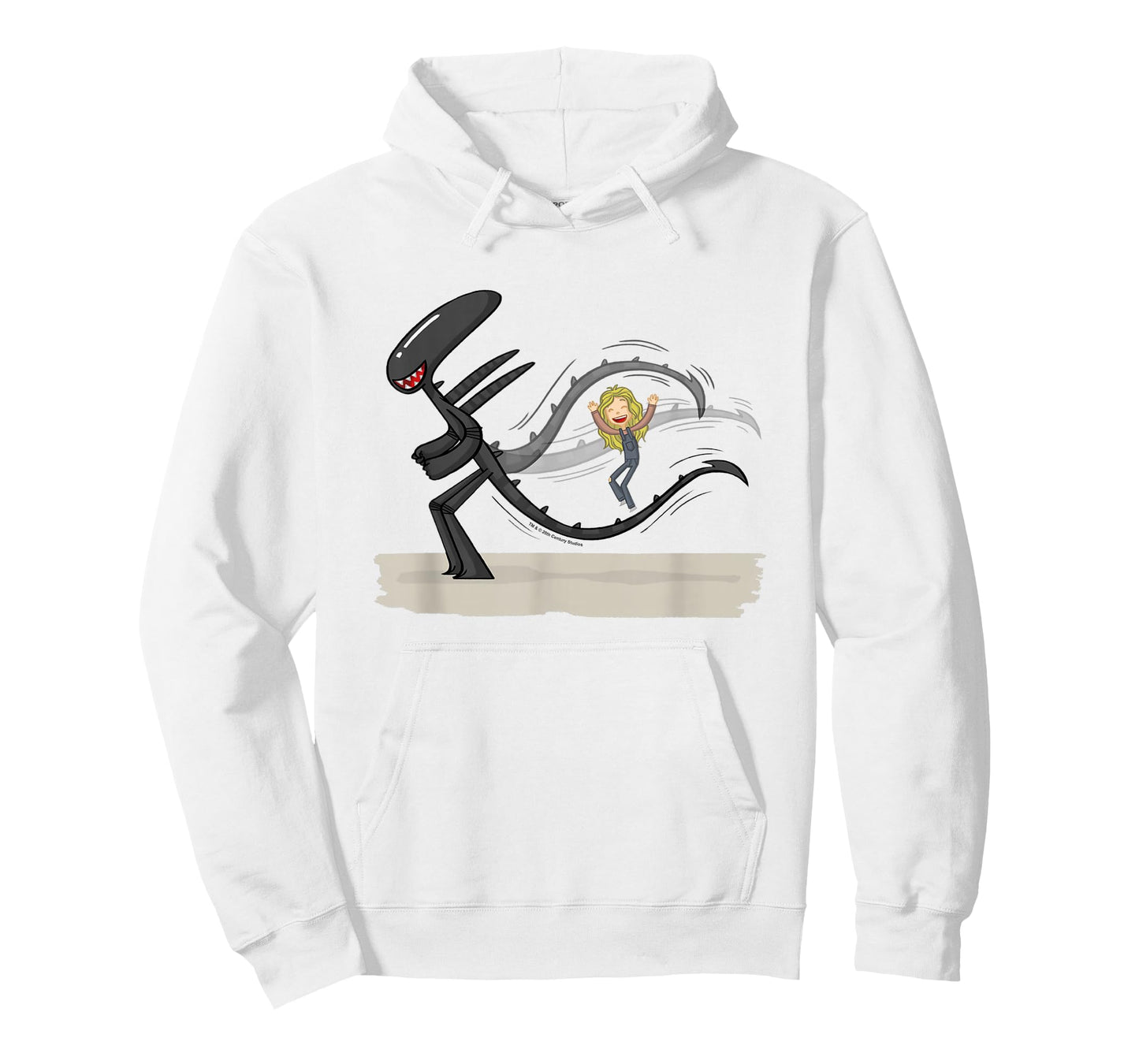 Aliens Cute Animated Xenomorph Jump Tail Big Chest Logo T-Shirt