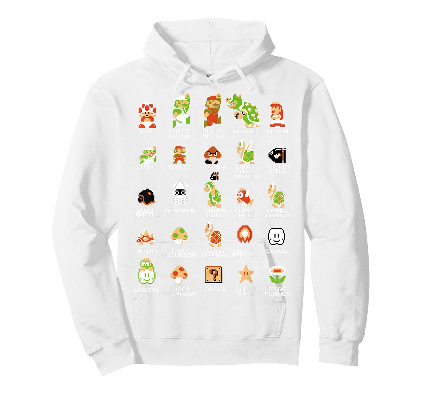 Nintendo Super Mario 8-bit Pixel Icons List Vintage T-Shirt T-Shirt