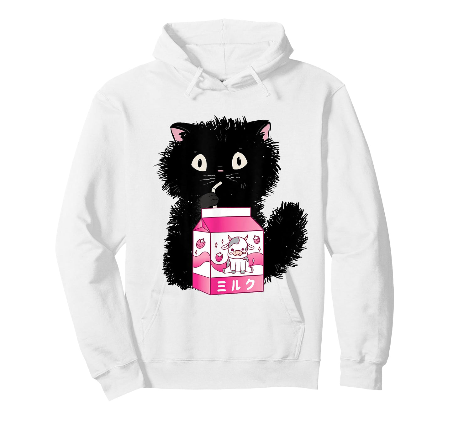 Girls Cute Cat Strawberry Milk Kawaii Cow and Kitten T-Shirt