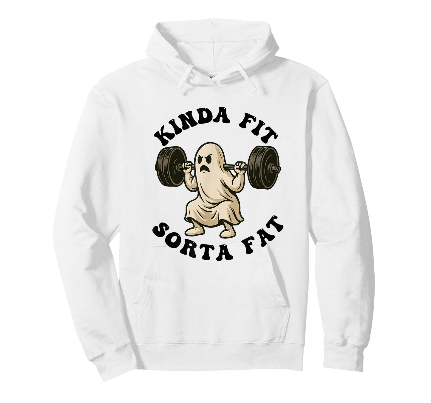 Kinda Fit Sorta Fat Ghost Weightlifting Workout Halloween T-Shirt