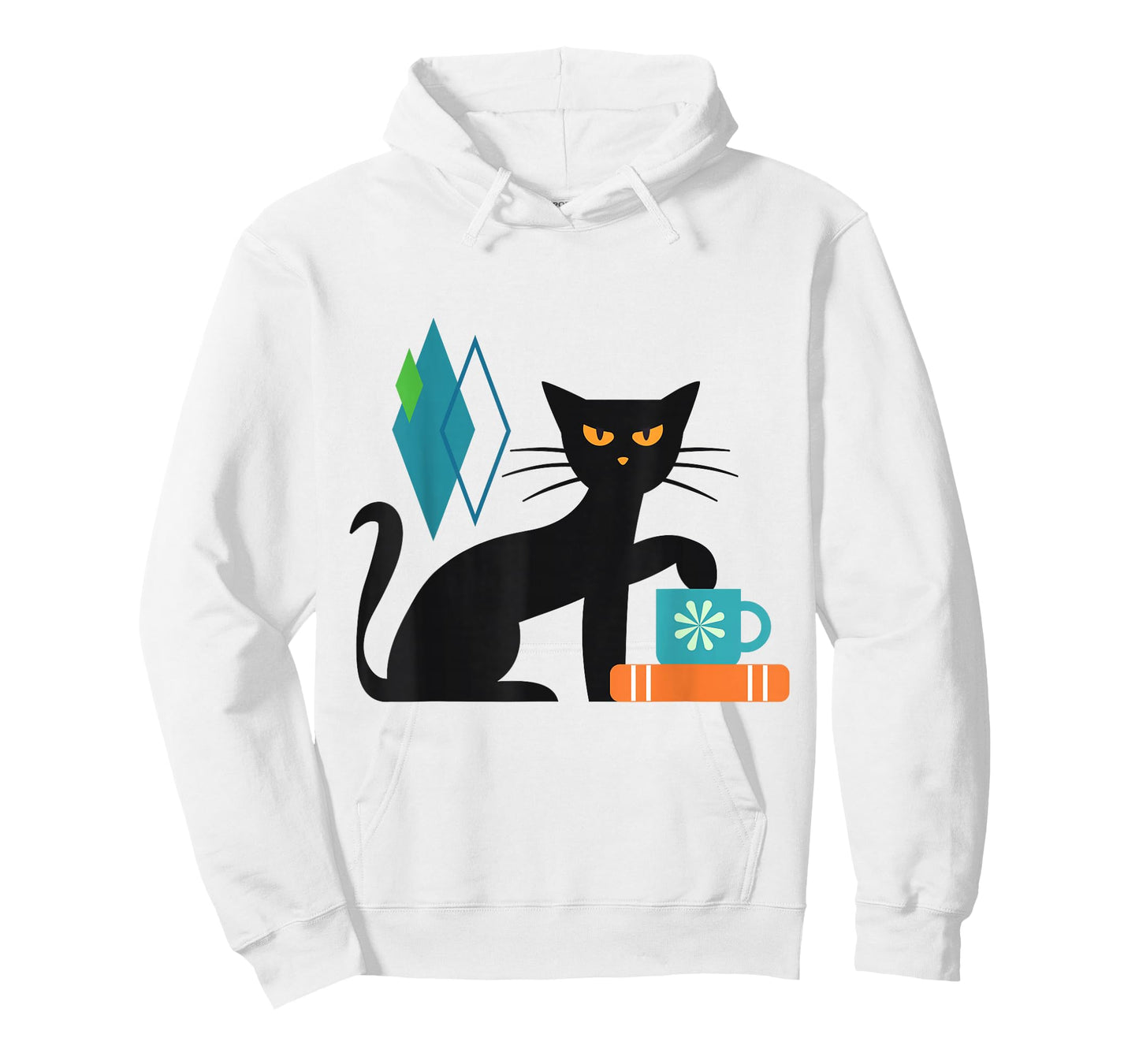 Cat Midcentury With Book and Coffee Atomic Age Mid Century T-Shirt