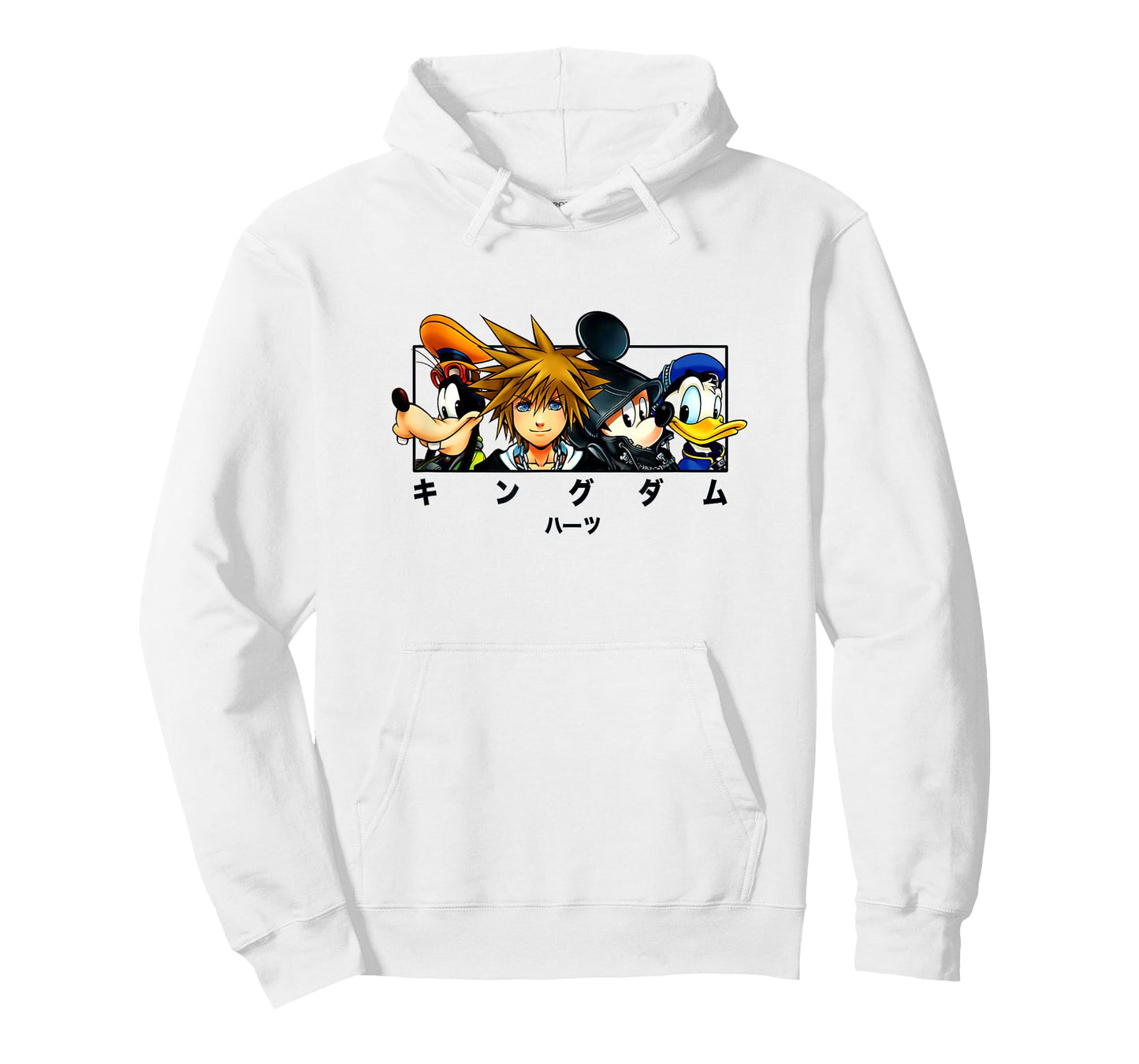 Disney Kingdom Hearts Main Characters Panel Chest Kanji Logo T-Shirt