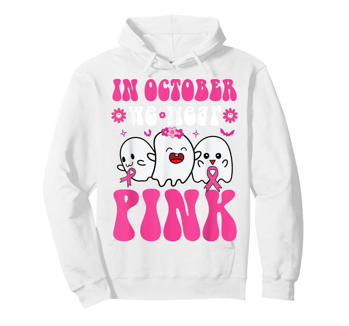 Groovy Wear Pink Breast Cancer Warrior Ghost Halloween Girls T-Shirt