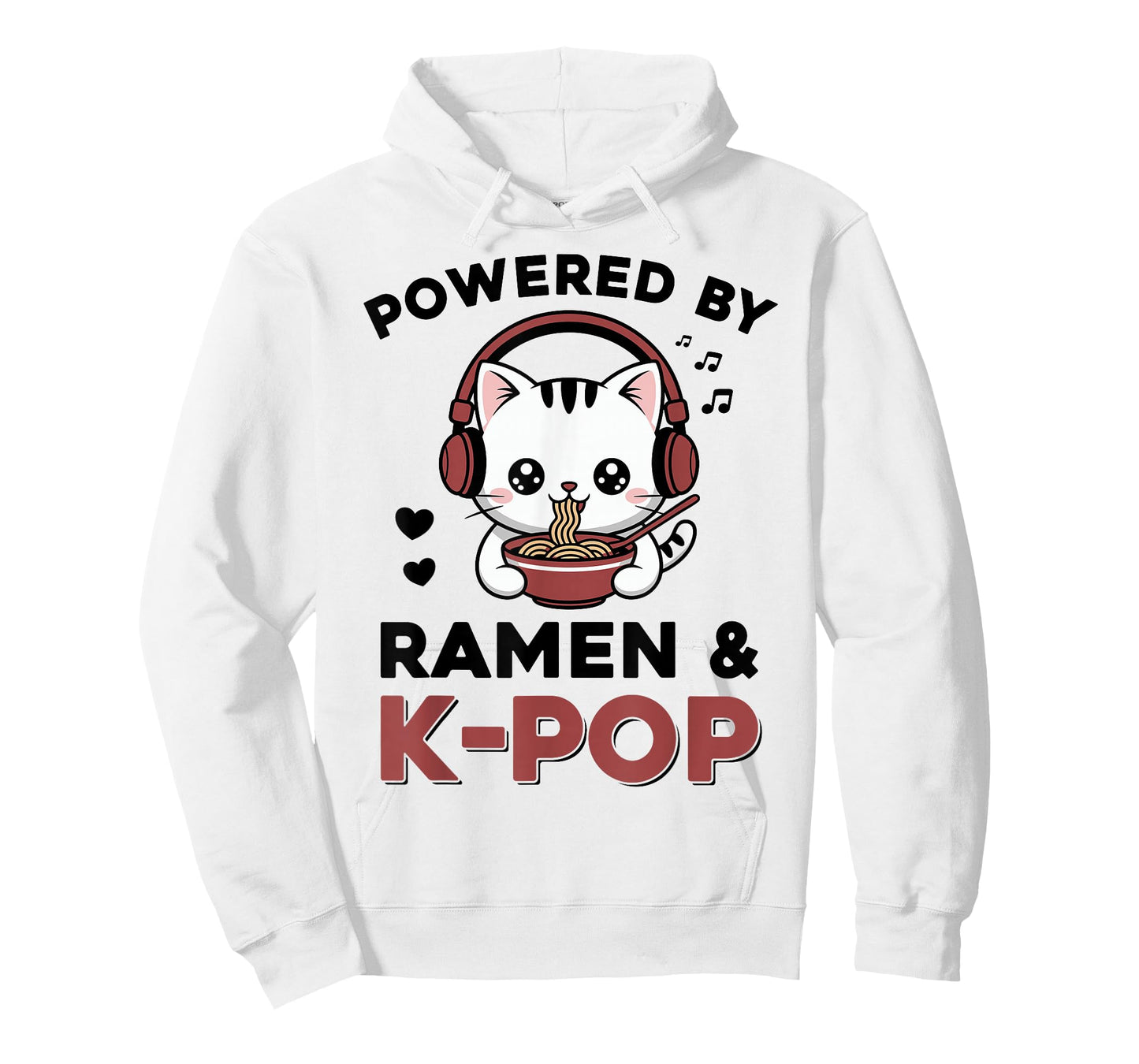 Kawaii Ramen Kpop Powered by Ramen & K-Pop Kawaii Cat K Pop T-Shirt