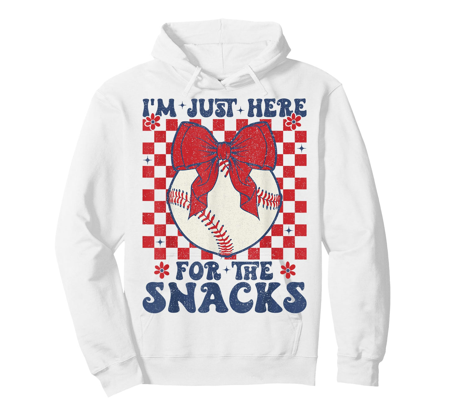 Retro Baseball Sister I'm Just Here for the Snacks Girls Mom T-Shirt