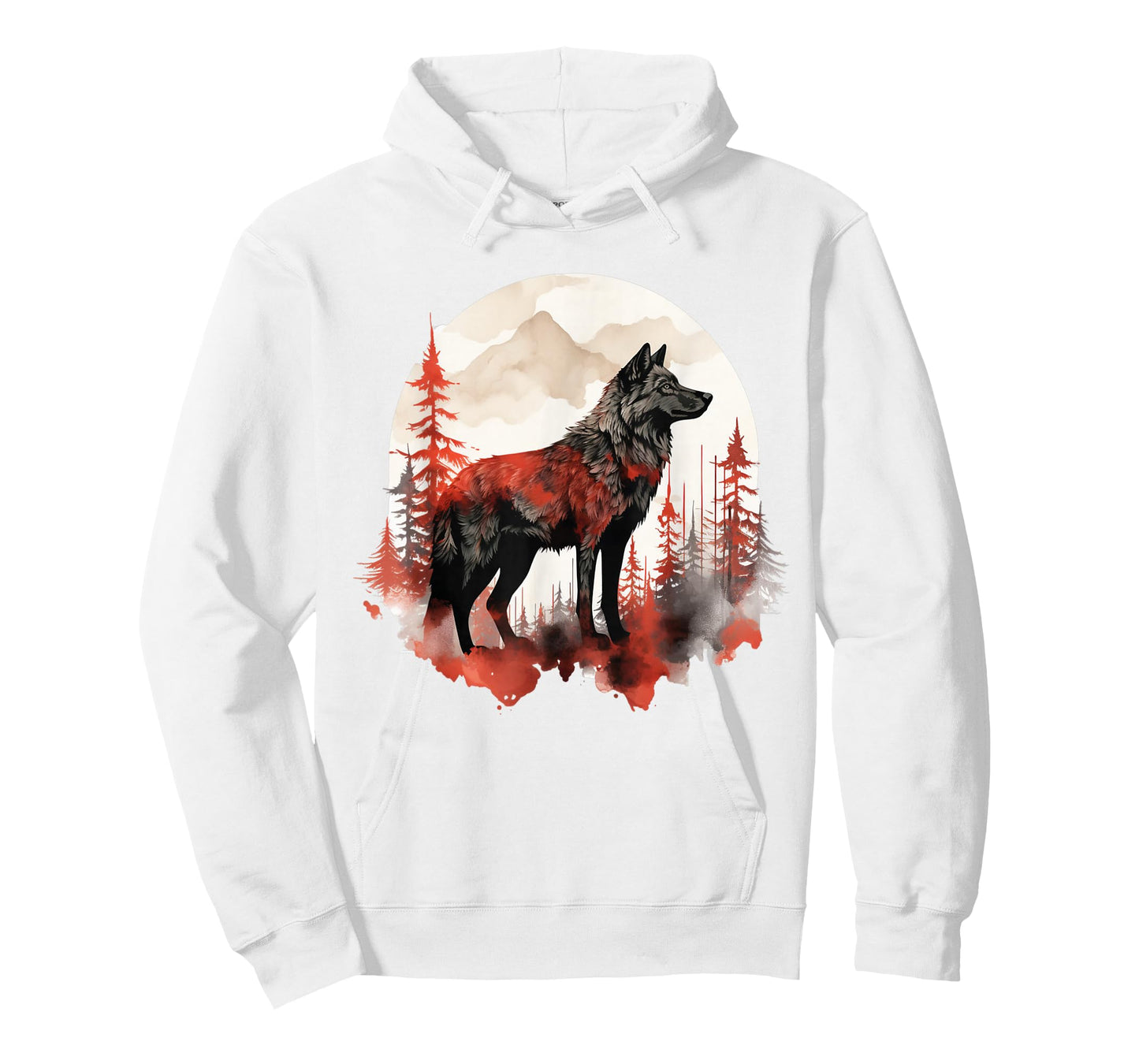 Wolf Splash Art Animal Face Forest Landscape Wolf T-Shirt
