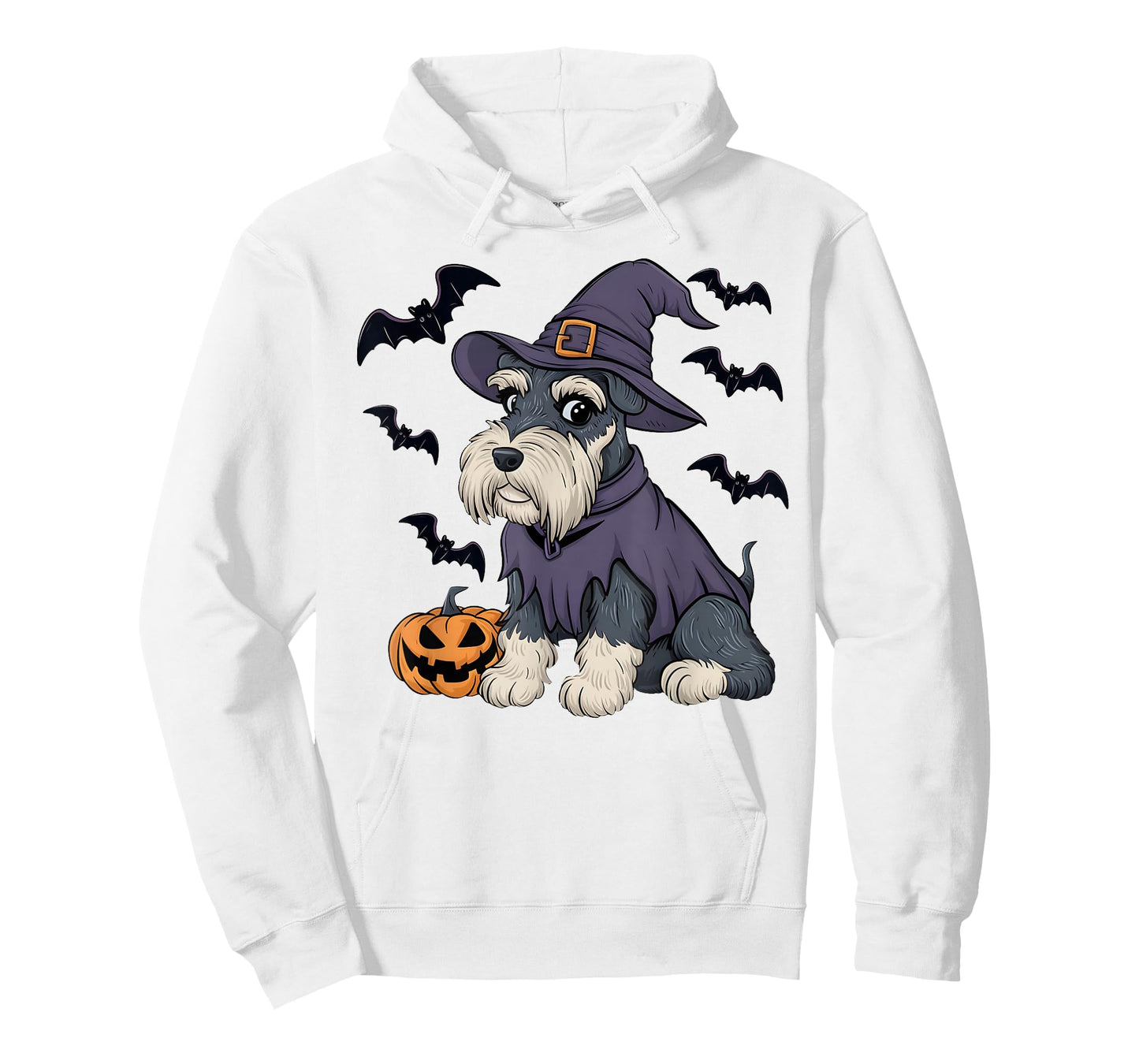 Schnauzer Dog Scary Pumpkin Bat Witch Schnauzer Halloween T-Shirt