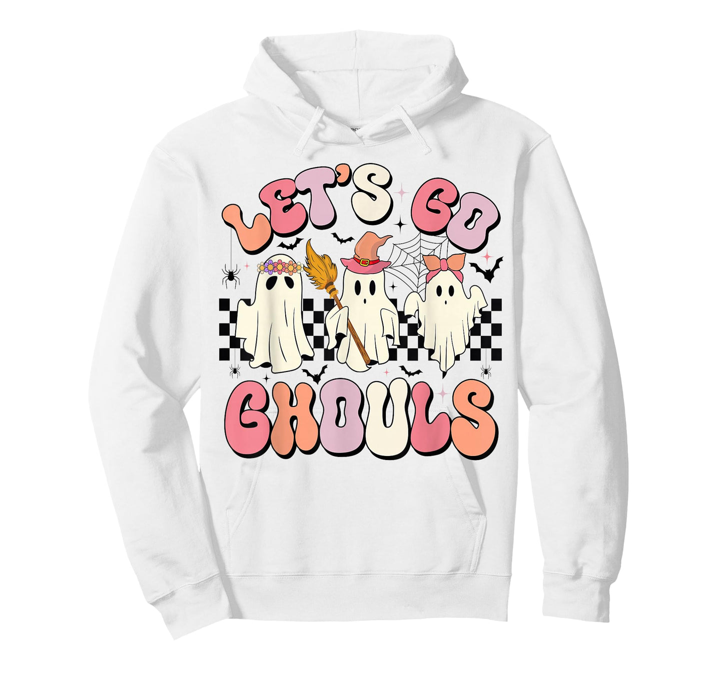 Let's Go Ghouls Halloween Ghost Outfit Costume Retro Groovy T-Shirt