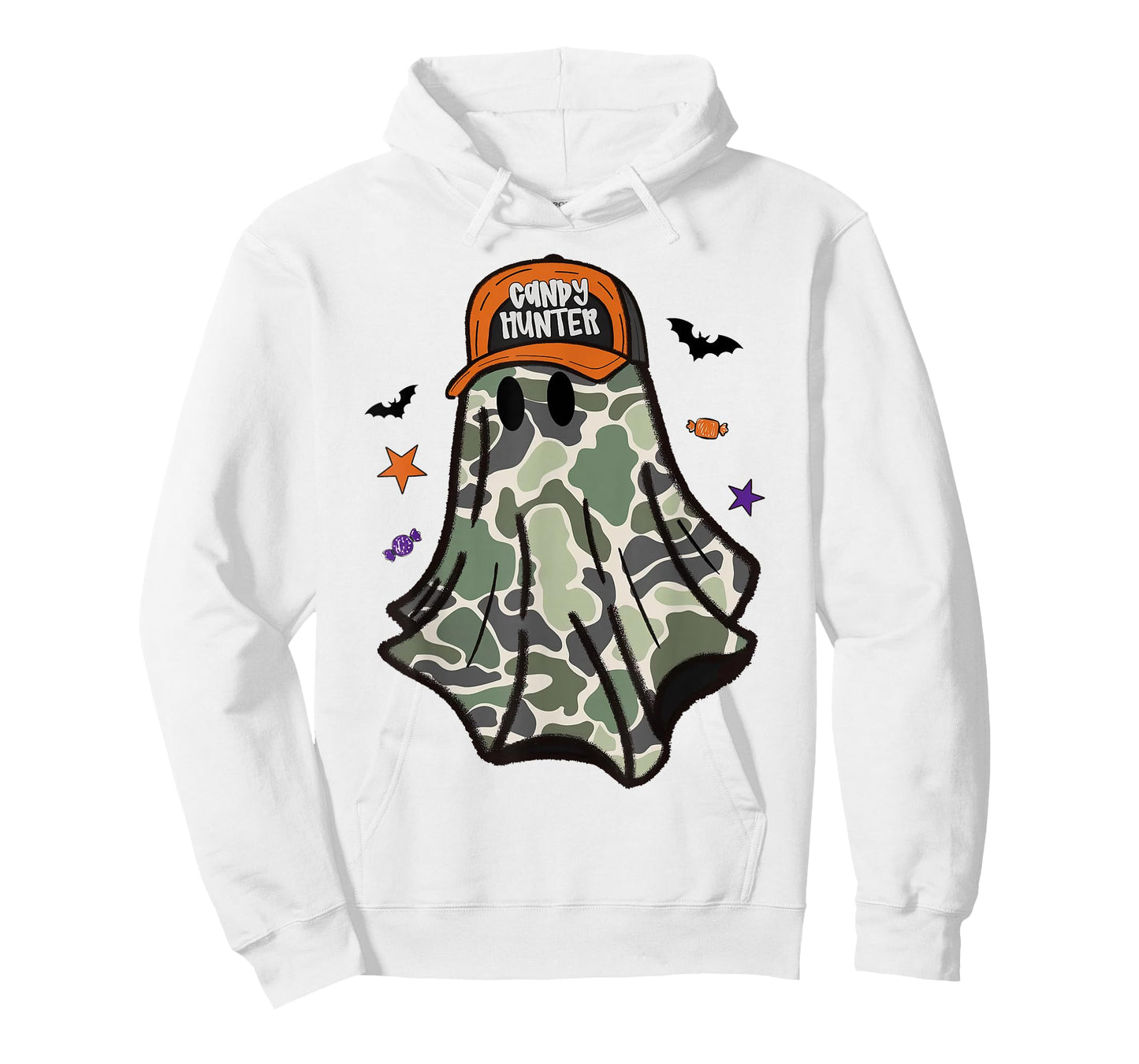 Candy Hunter Camo Ghost Funny Hunting Halloween Cozy Season T-Shirt