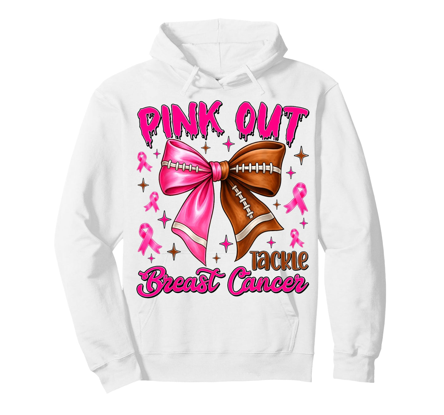 Preppy Pink Out Tackle Breast Cancer Coquette Football Bow T-Shirt