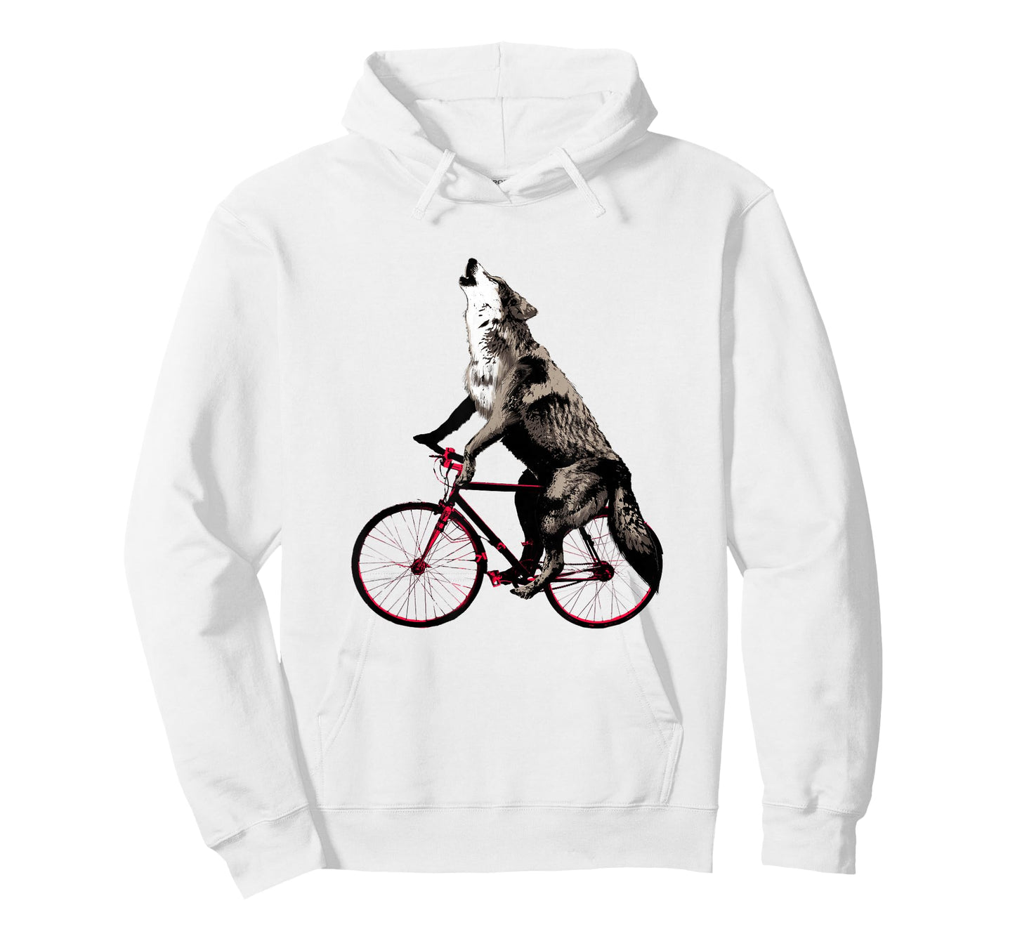 Wolf Howling at the Moon on a Bicycle T-Shirt - Ironic Tee T-Shirt