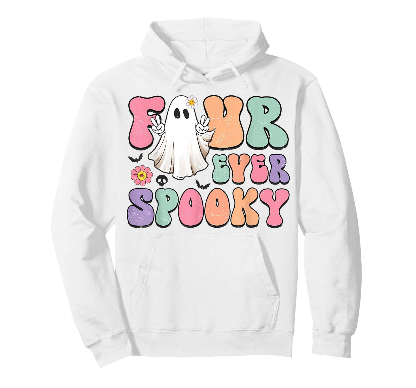 Four Ever Spooky Halloween Ghost 4th Birthday Retro T-Shirt