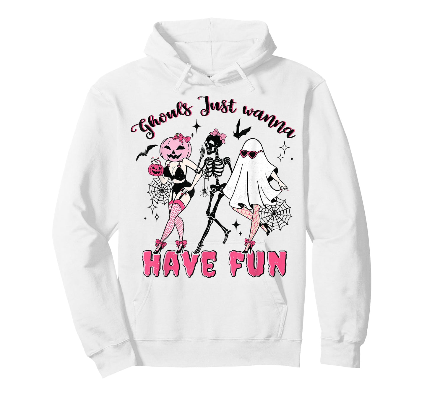 Retro Boo Skeleton Ghouls Just Wanna Have Fun Halloween Crew T-Shirt