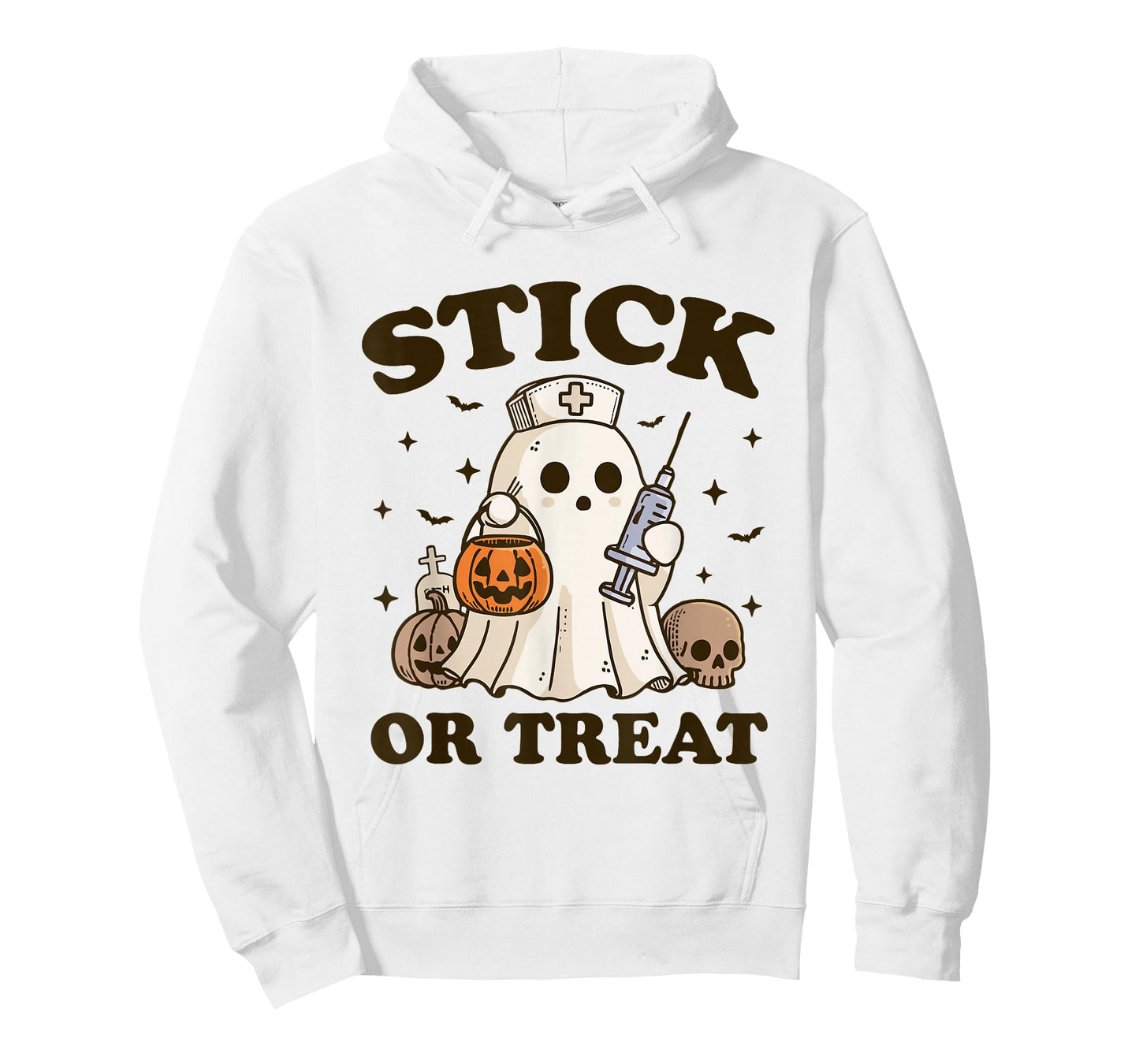 Stick or Treat Nurse Ghost Funny Halloween Costume T-Shirt