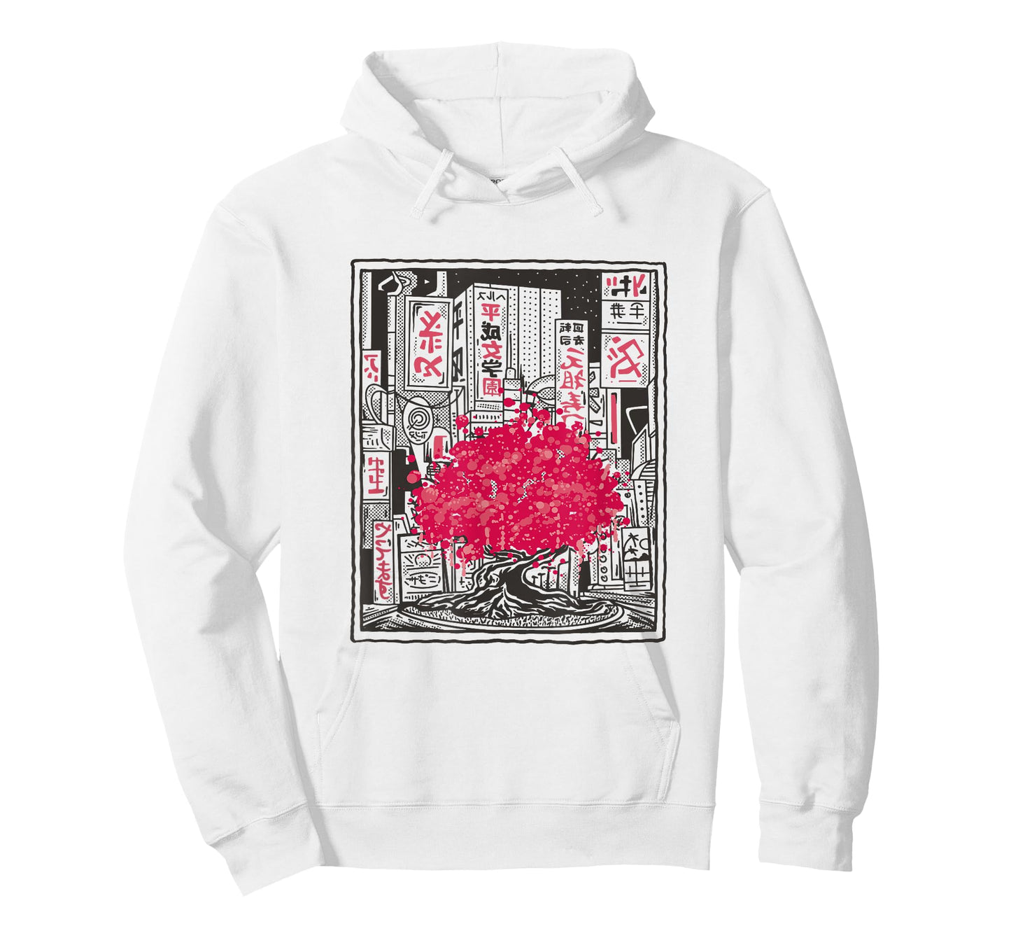 Sakura Cherry Blossom Tree in Front of Japanese City Graphic T-Shirt