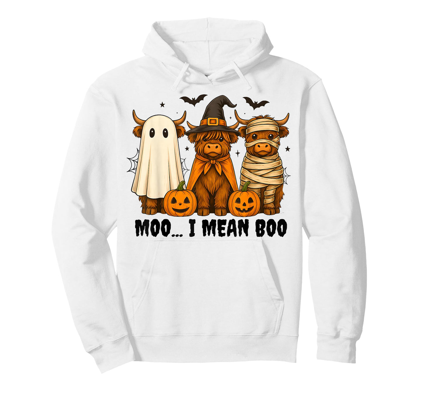 Moo I Mean Boo Funny Highland Cow with Halloween Costume T-Shirt