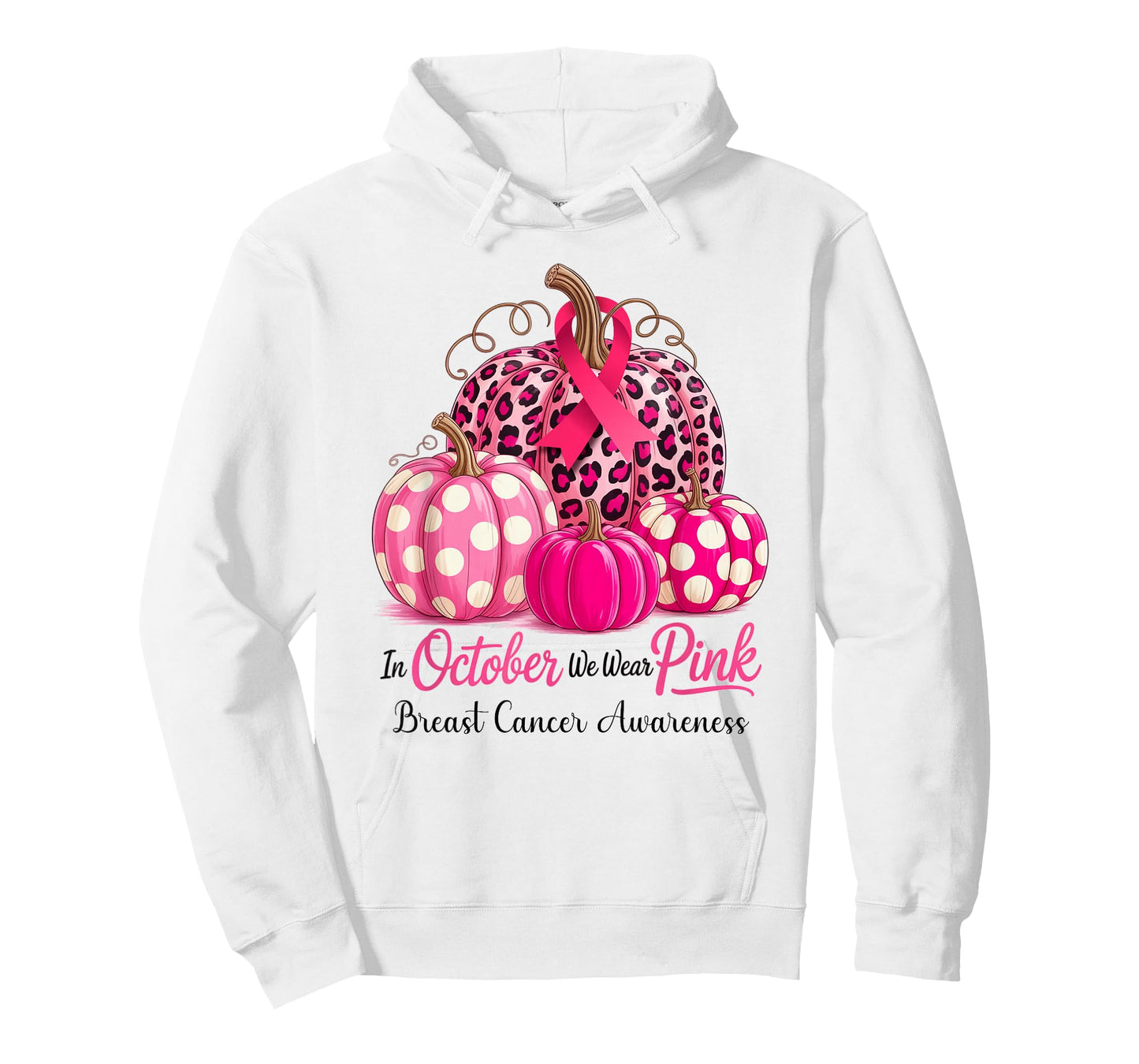 in October We Wear Pink Breast Cancer Pumpkin Fall for Women T-Shirt