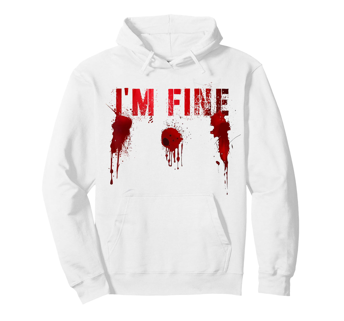 Funny I'M FINE Movie Flick Survivor Bloody Shots Scary Gun T-Shirt