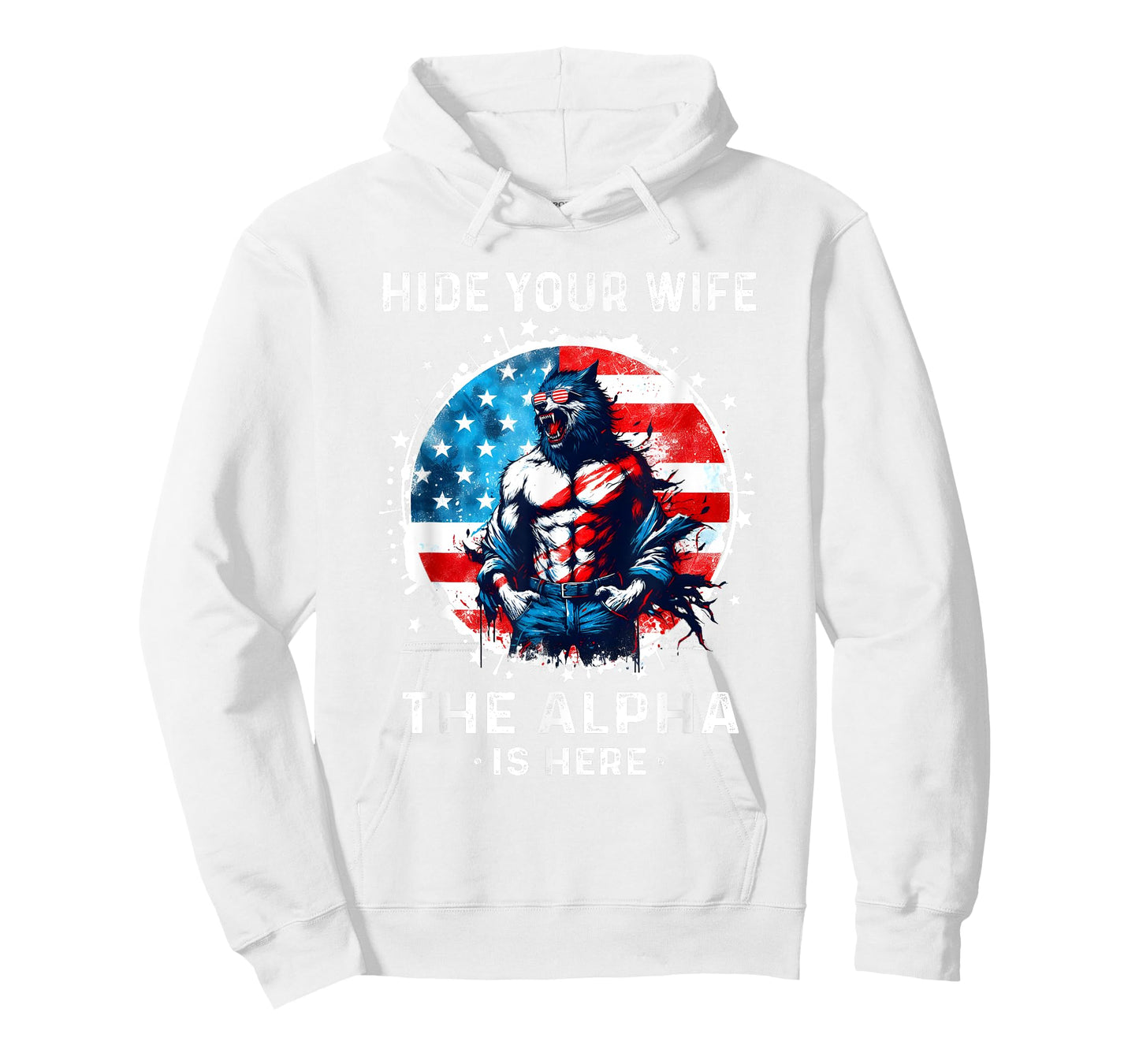 Hide Your Wife The Alpha's Here USA Meme Men Werewolf Meme T-Shirt