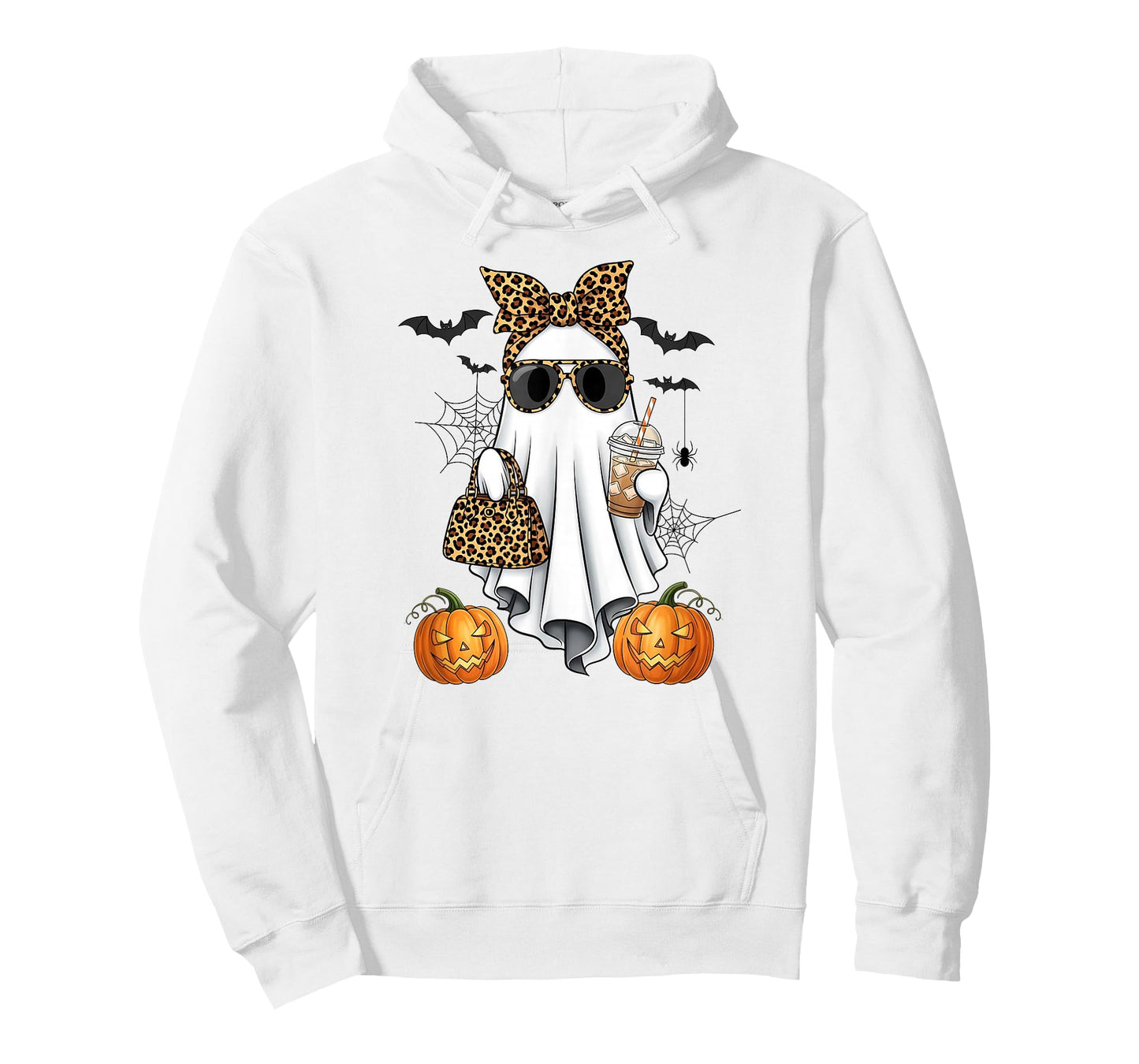 Fancy Leopard Ghost Girl Coffee Halloween Style Bougie Woman T-Shirt