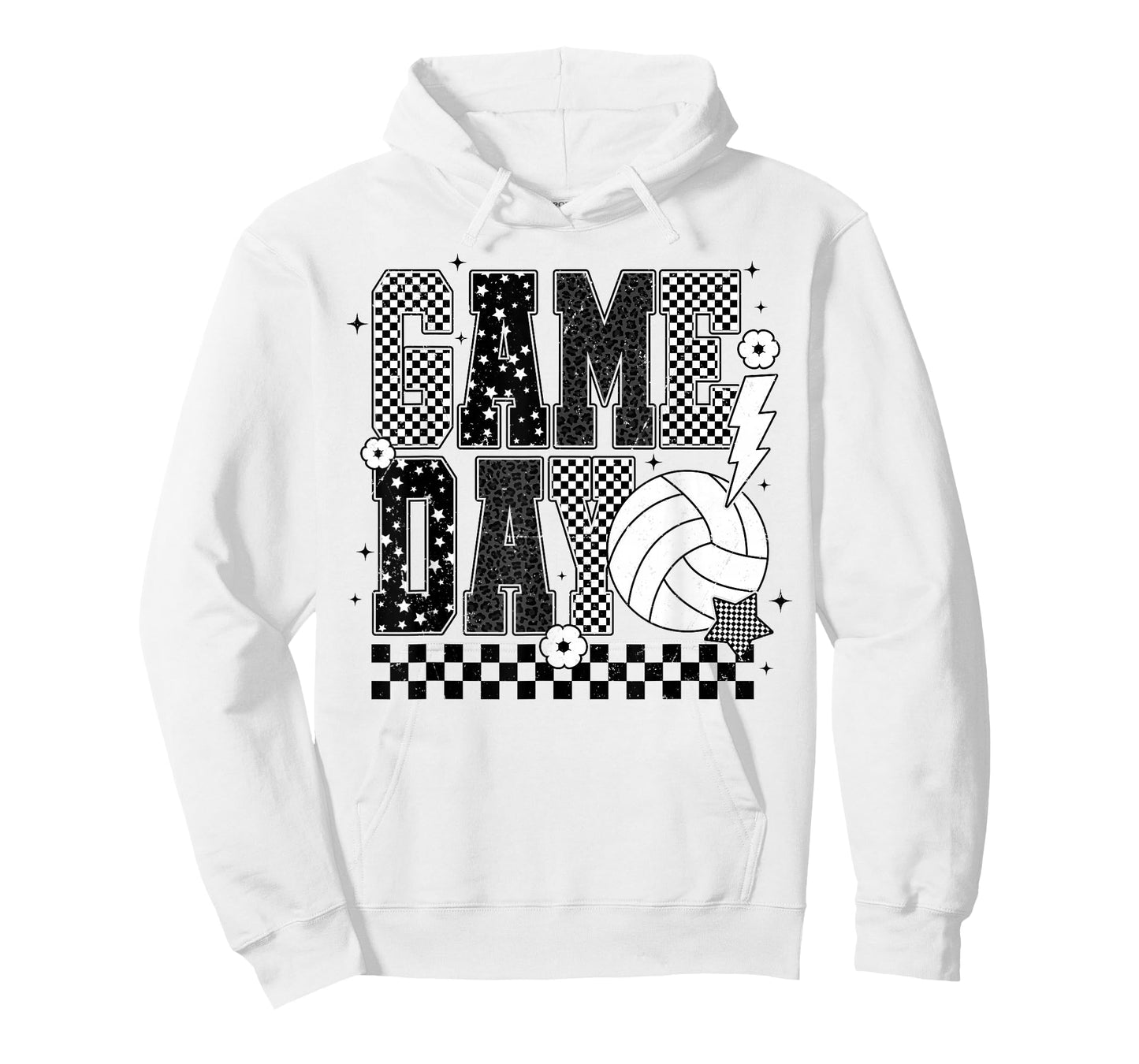 Game Day Volleyball Checkered Funny Volleyball T-Shirt