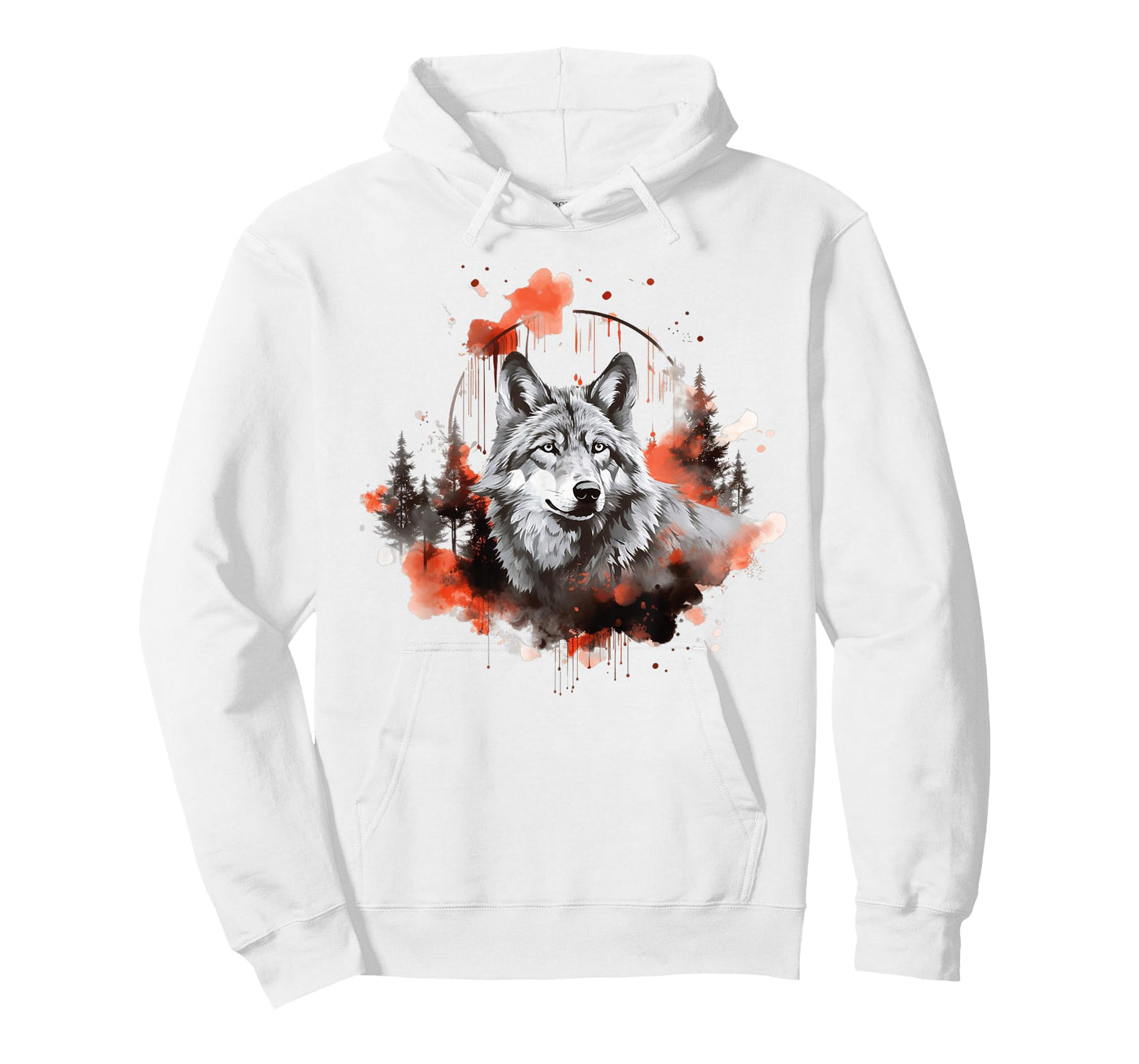 Wolf Splash Art Animal Face Forest Landscape Wolf T-Shirt