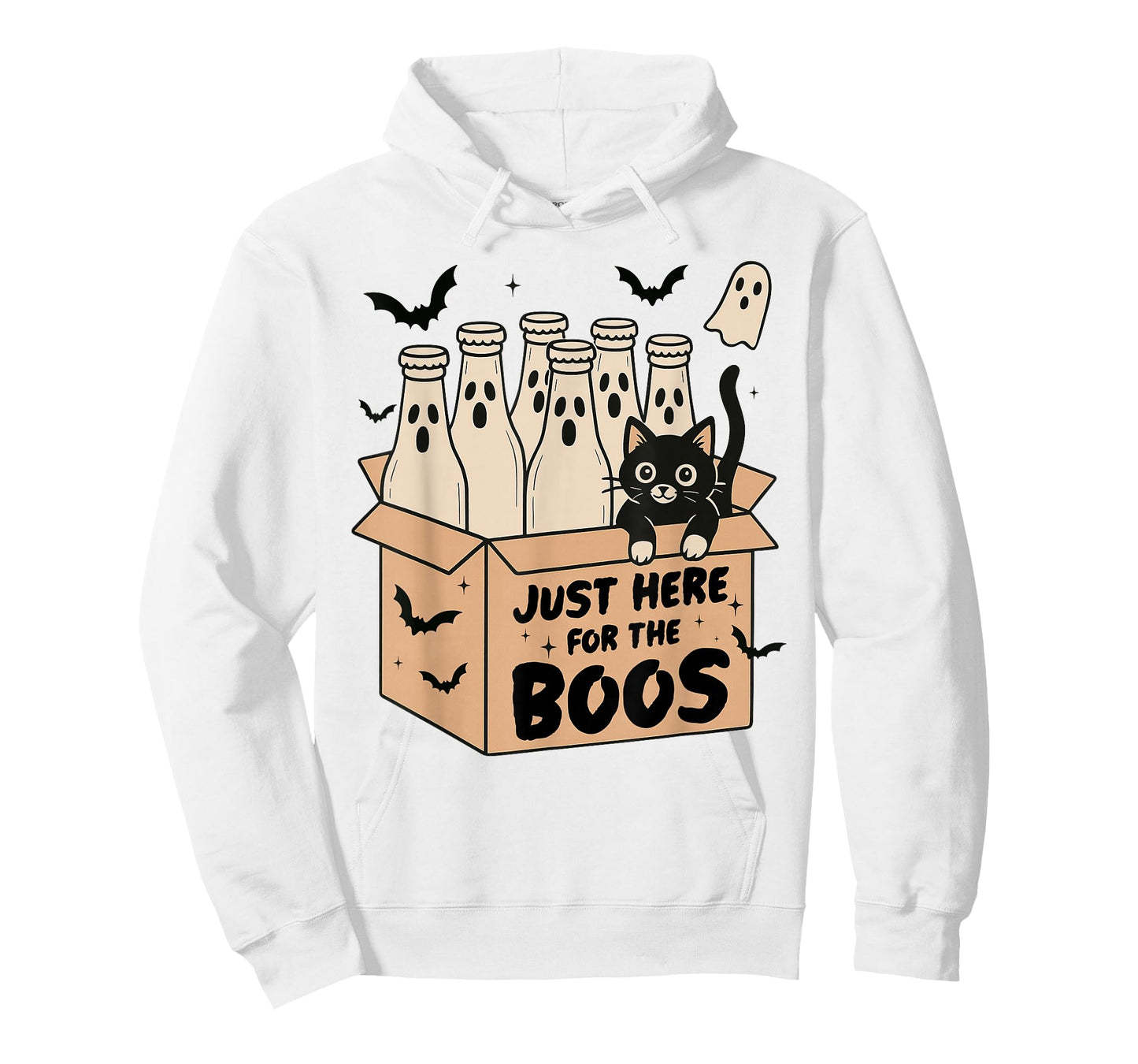 I'm Just Here For The Boos Retro Funny Cat Ghost Halloween T-Shirt