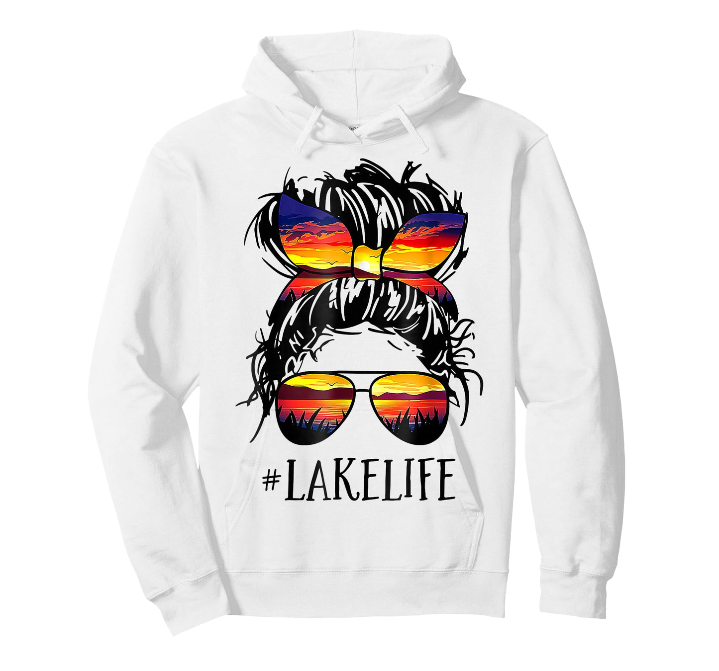 Lake Life Messy Bun Hair Girl Retro Lake Summer T-Shirt