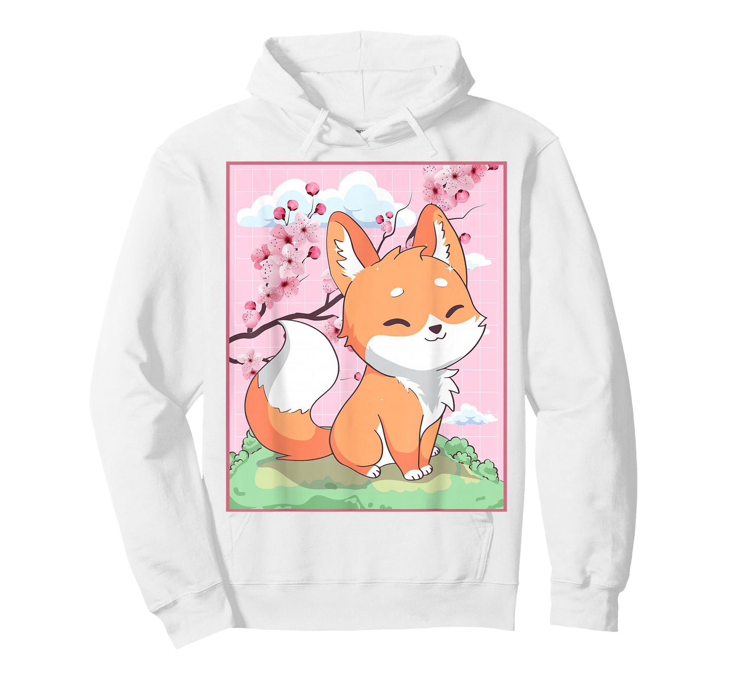 Kawaii Fox Japanese Kitsune Sakura Cherry Blossom T-Shirt