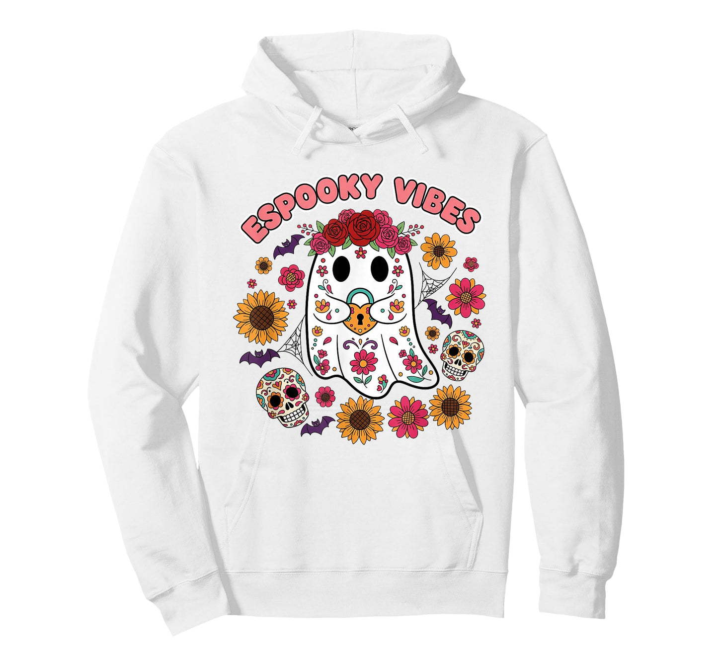 Espooky Vibes Halloween Floral Ghost Day of The Dead Mexican T-Shirt