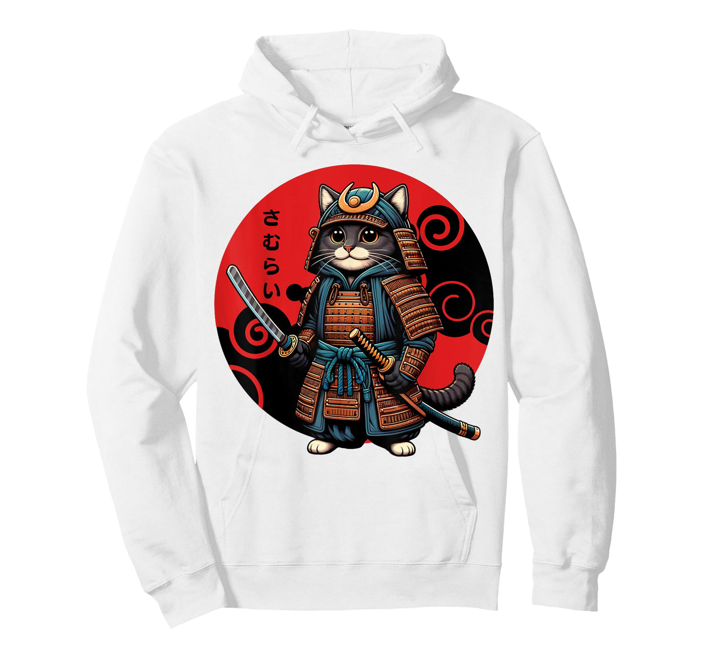 Funny Cute Samurai Cat Japanese Parody Katana Fighter Anime T-Shirt for Men Women Kids