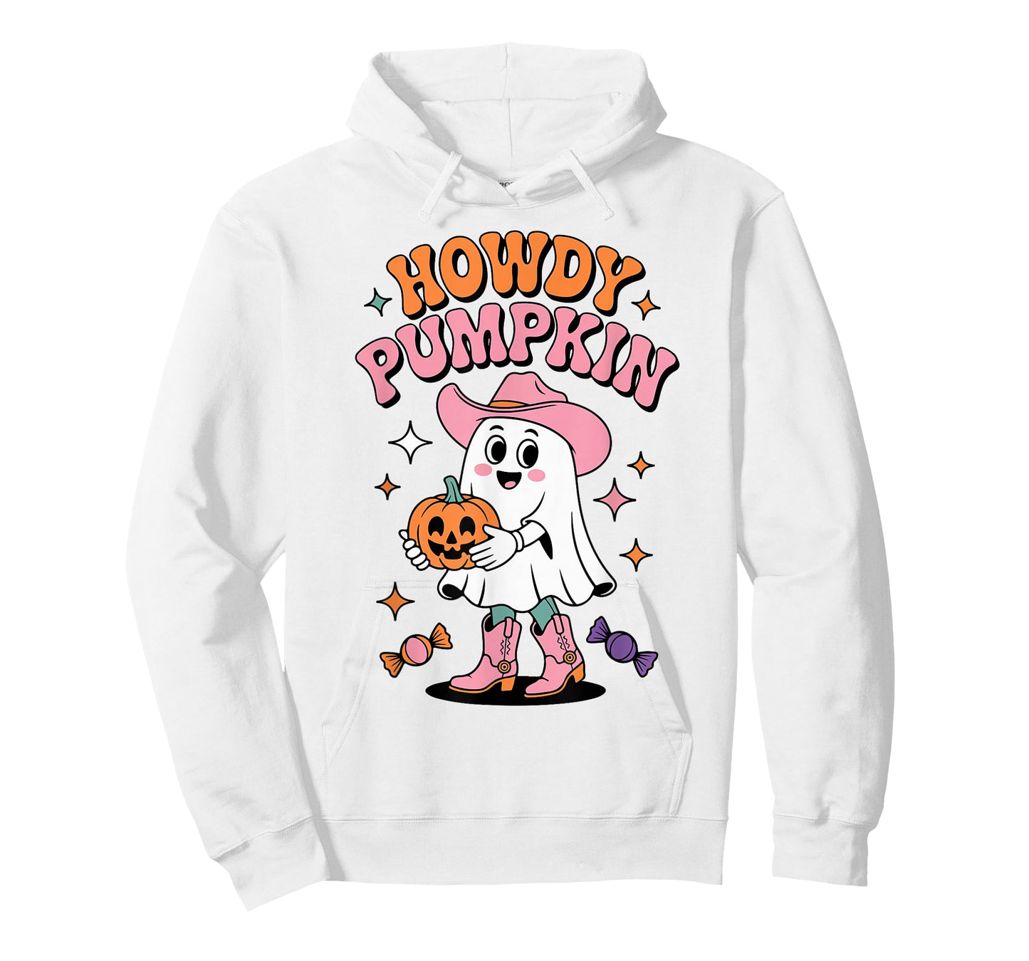 Howdy Pumpkin Ghost Cowgirl Halloween Cute Teen Girl Toddler T-Shirt