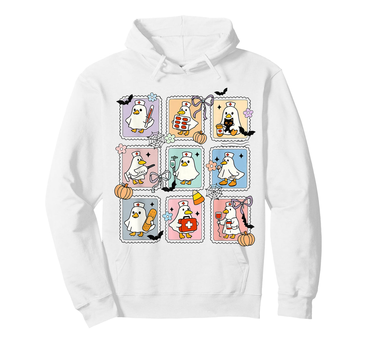 Funny Silly Goose Nurse Halloween Stamp Cute Ghost Boo Goose T-Shirt