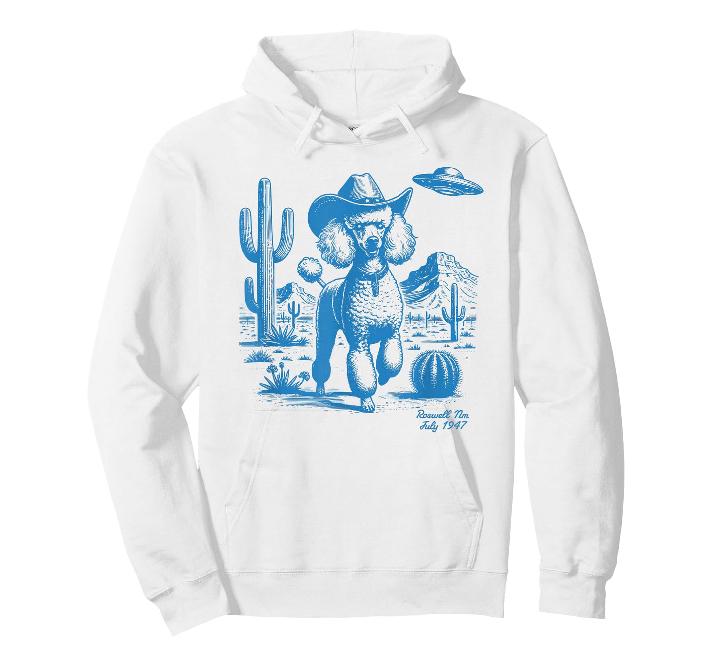 UFO Western Poodle Cowboy Cactus Desert Cowgirl Mom Dad T-Shirt