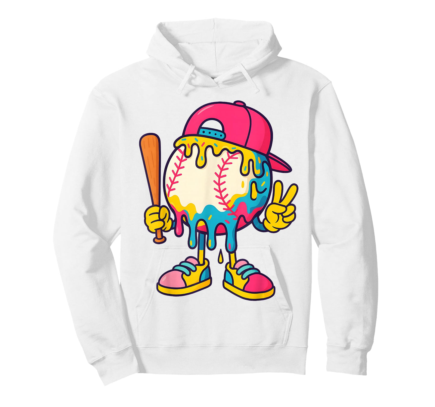 Baseball Ice Cream Drip Youth Back To school Baseball Stuff T-Shirt