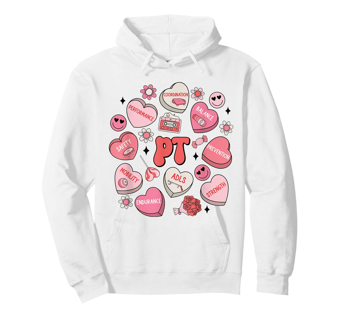 Physical Therapy Groovy Valentine's Day Heart Candy PT PTA T-Shirt
