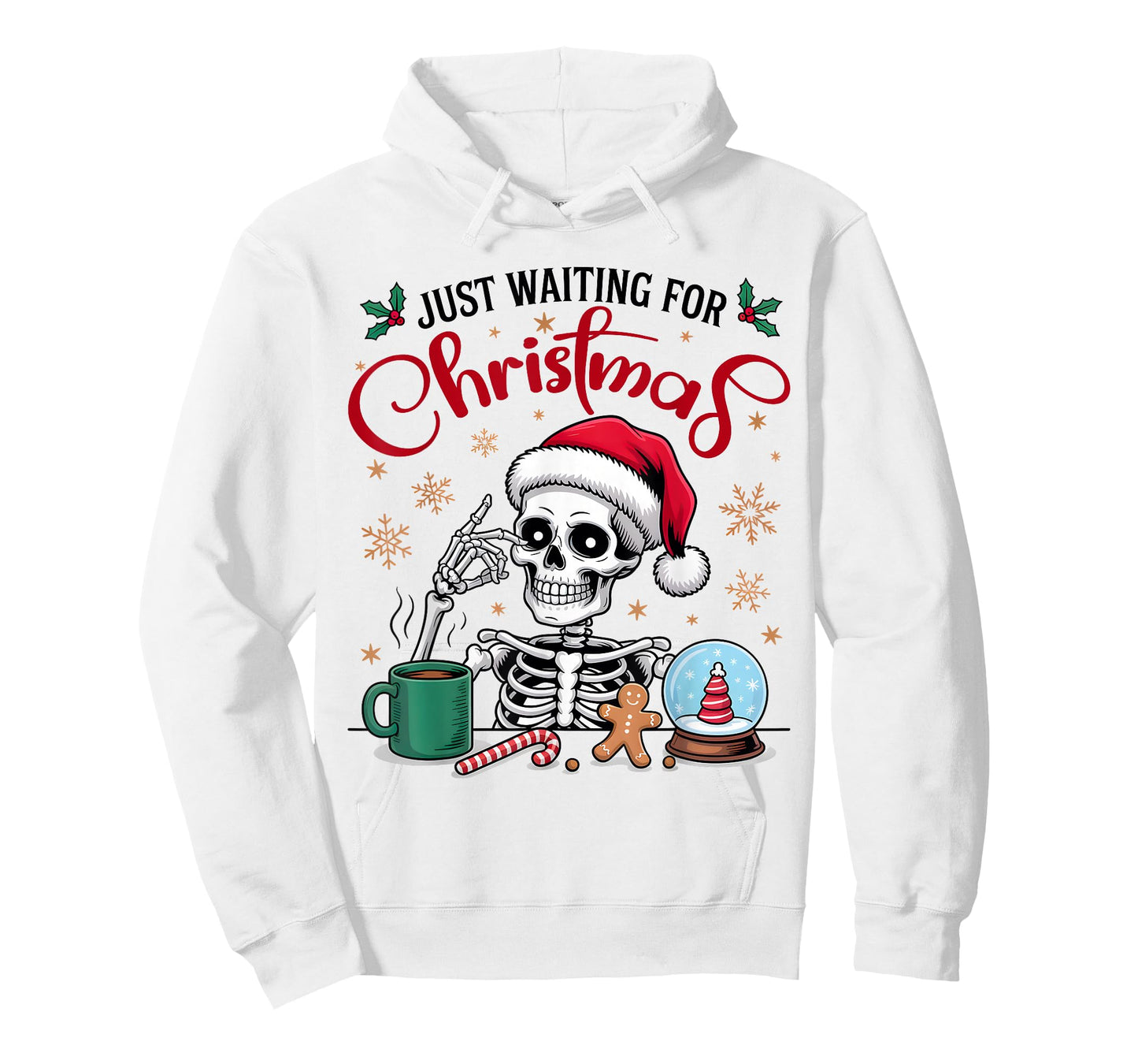 Funny Skeleton Just Waiting for Christmas T-Shirt