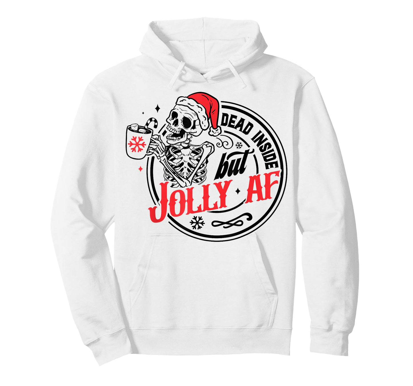 Dead Inside But Jolly AF Funny Skeleton Santa Hat Christmas T-Shirt