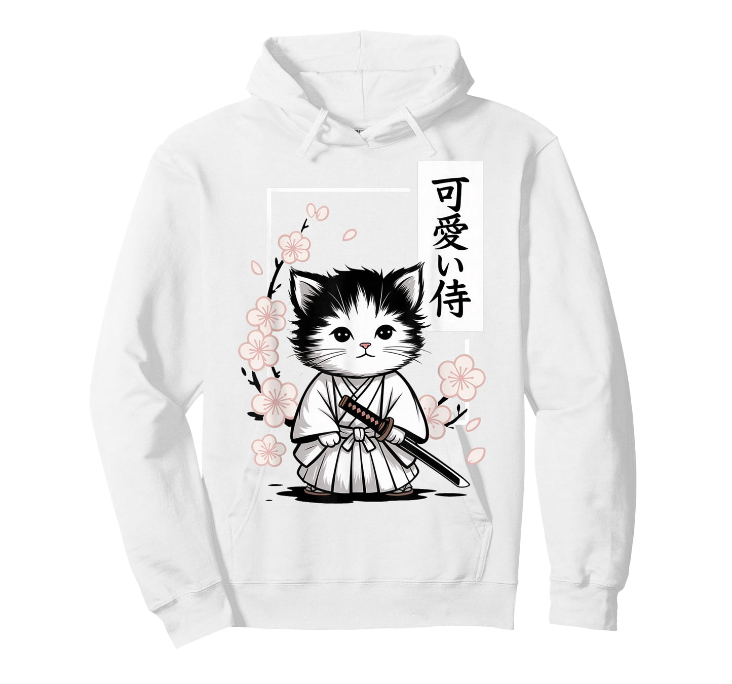Cute Kawaii Baby Samurai Cat - Japanese Sakura T-Shirt
