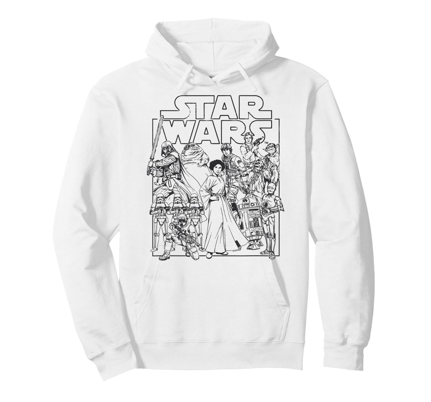 Amazon Essentials Star Wars Unisex Kids' Retro Movie Poster Group Pose T-Shirt, White, Small