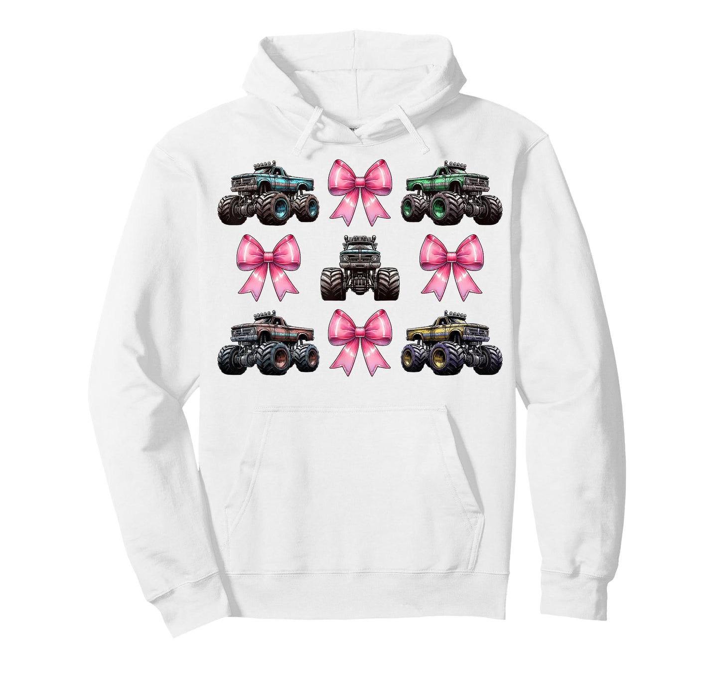 Coquette Bow Monster Truck Mothers Day Pink Ribbon Mom Girl T-Shirt