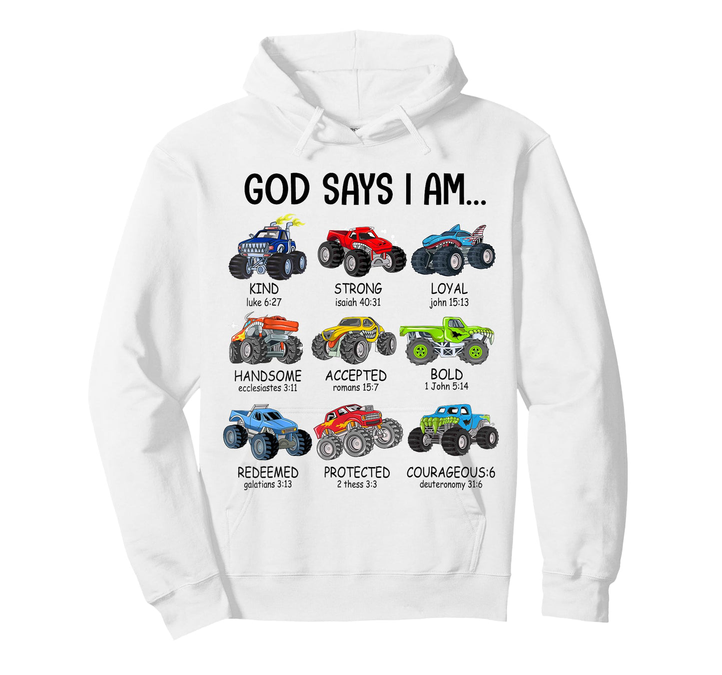 God Says I Am Funny Monster Truck Christian Bible Kids Boys T-Shirt