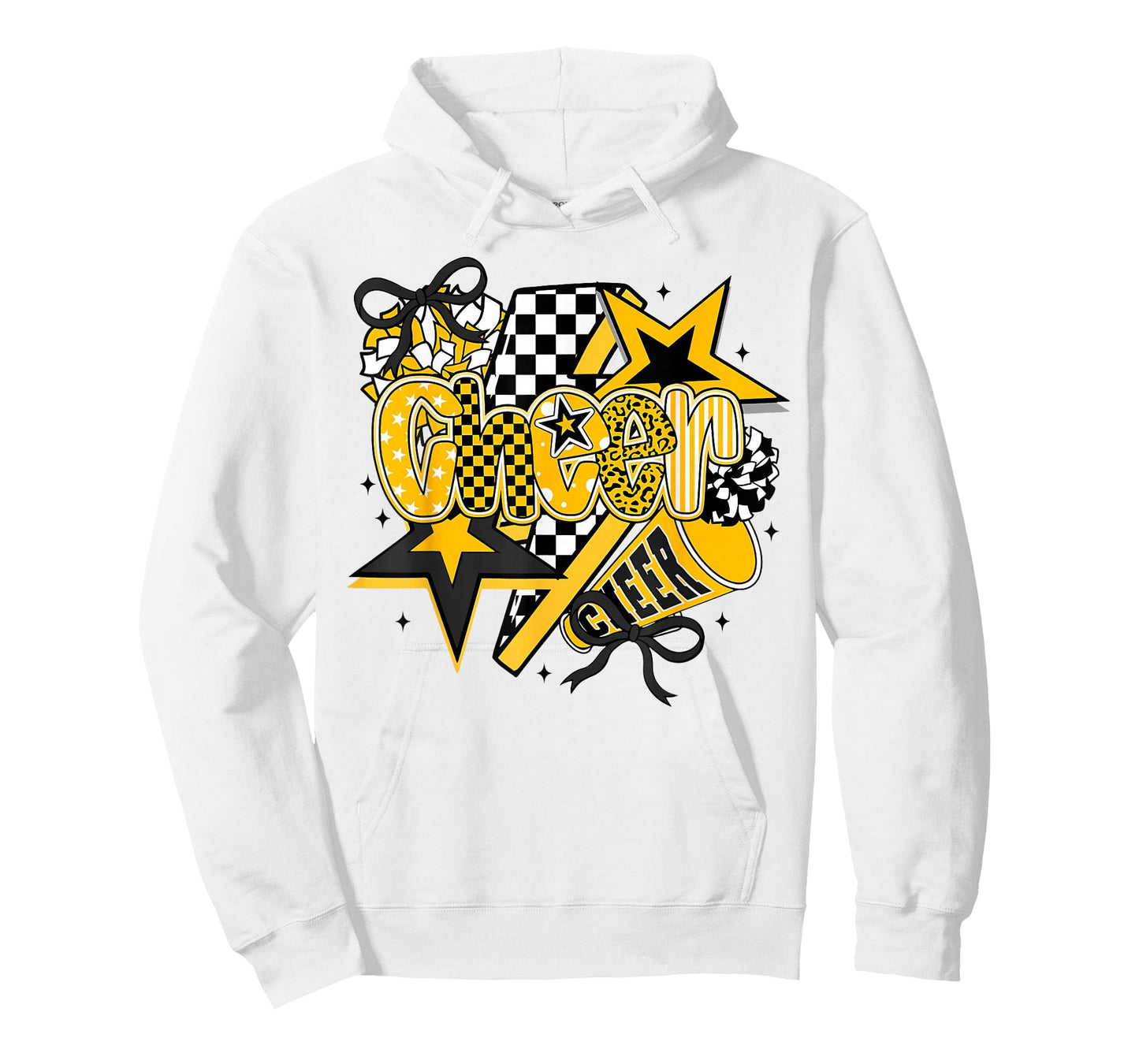 Preppy Game Day Cheer Mom Cheerleader Go Cheer Gold Black T-Shirt