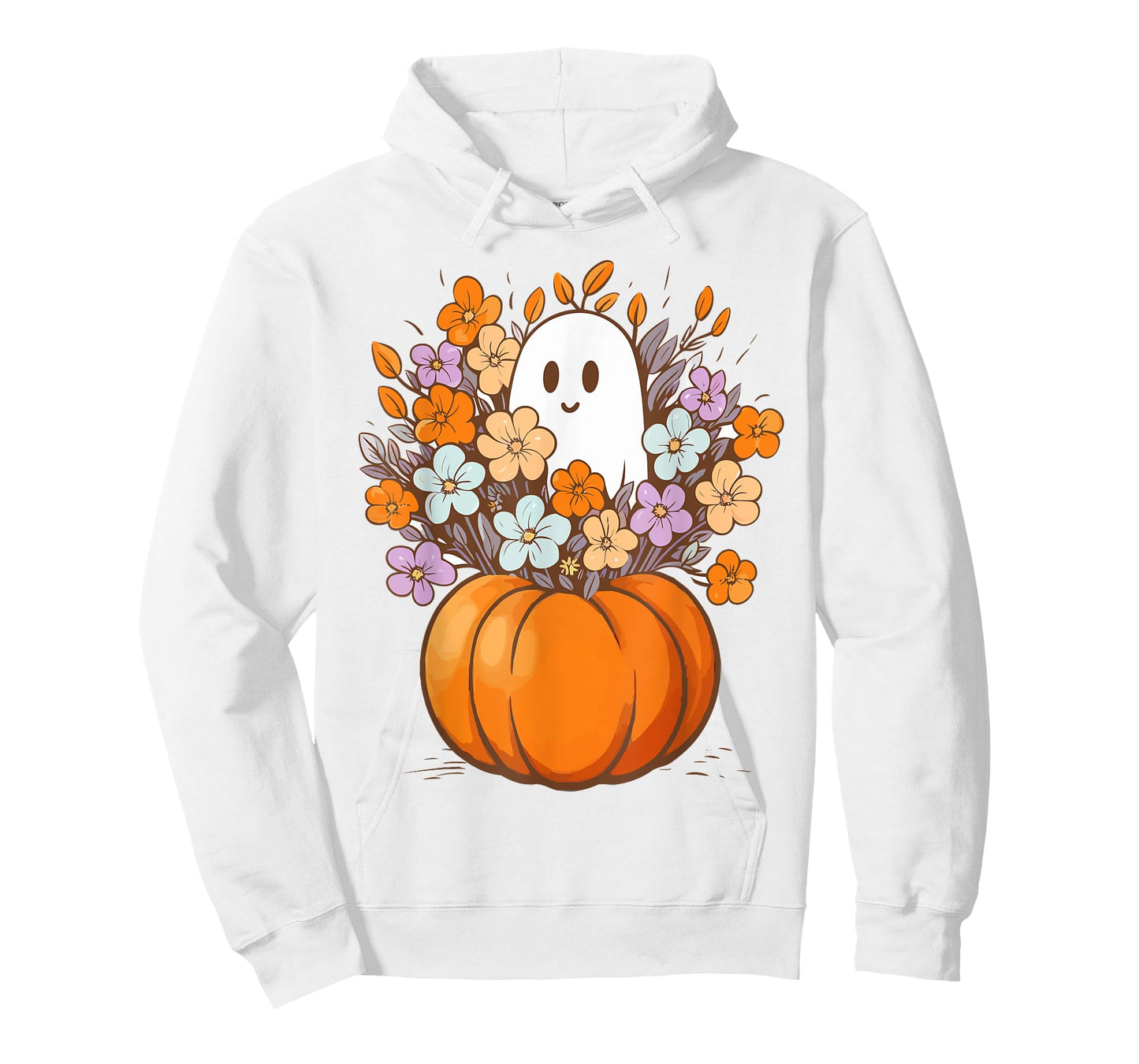 Floral Ghost Halloween Costume Aesthetic Ghost Pumpkin Fall T-Shirt