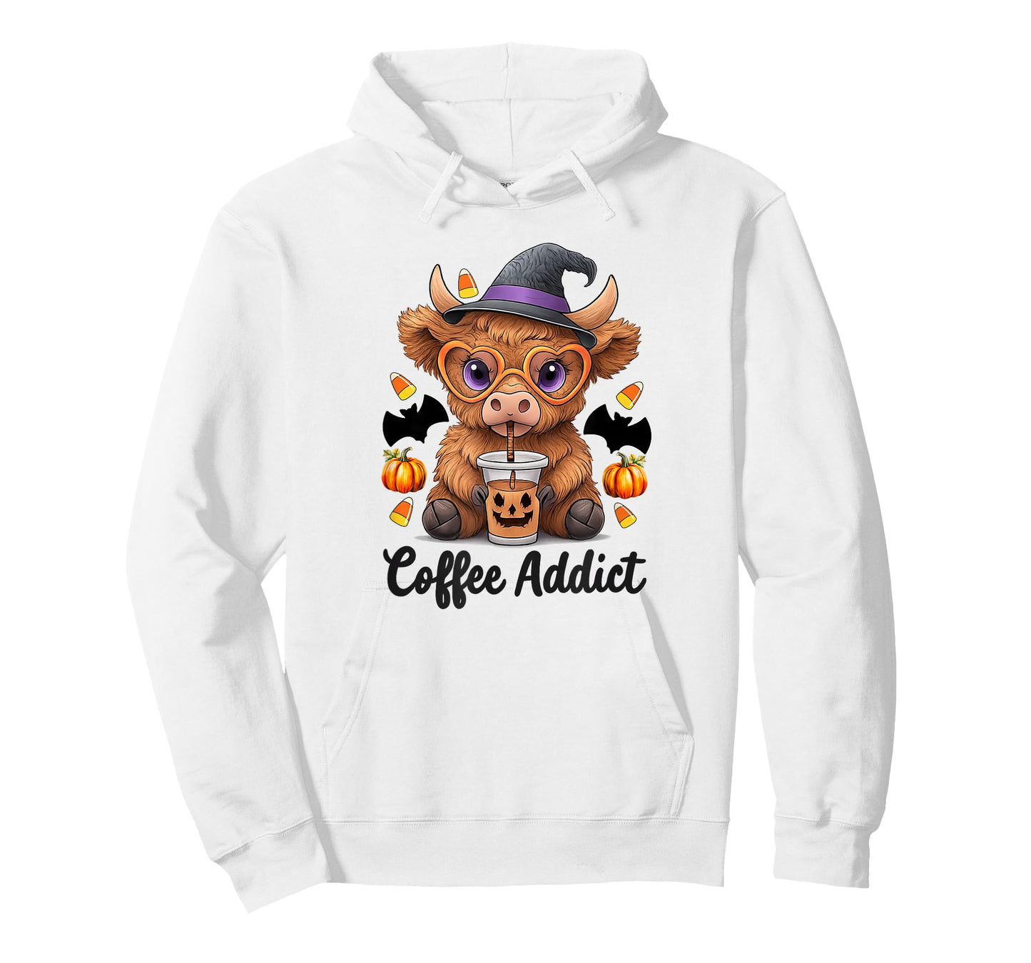 Cute Cow Drinking Coffee Halloween Art T-Shirt