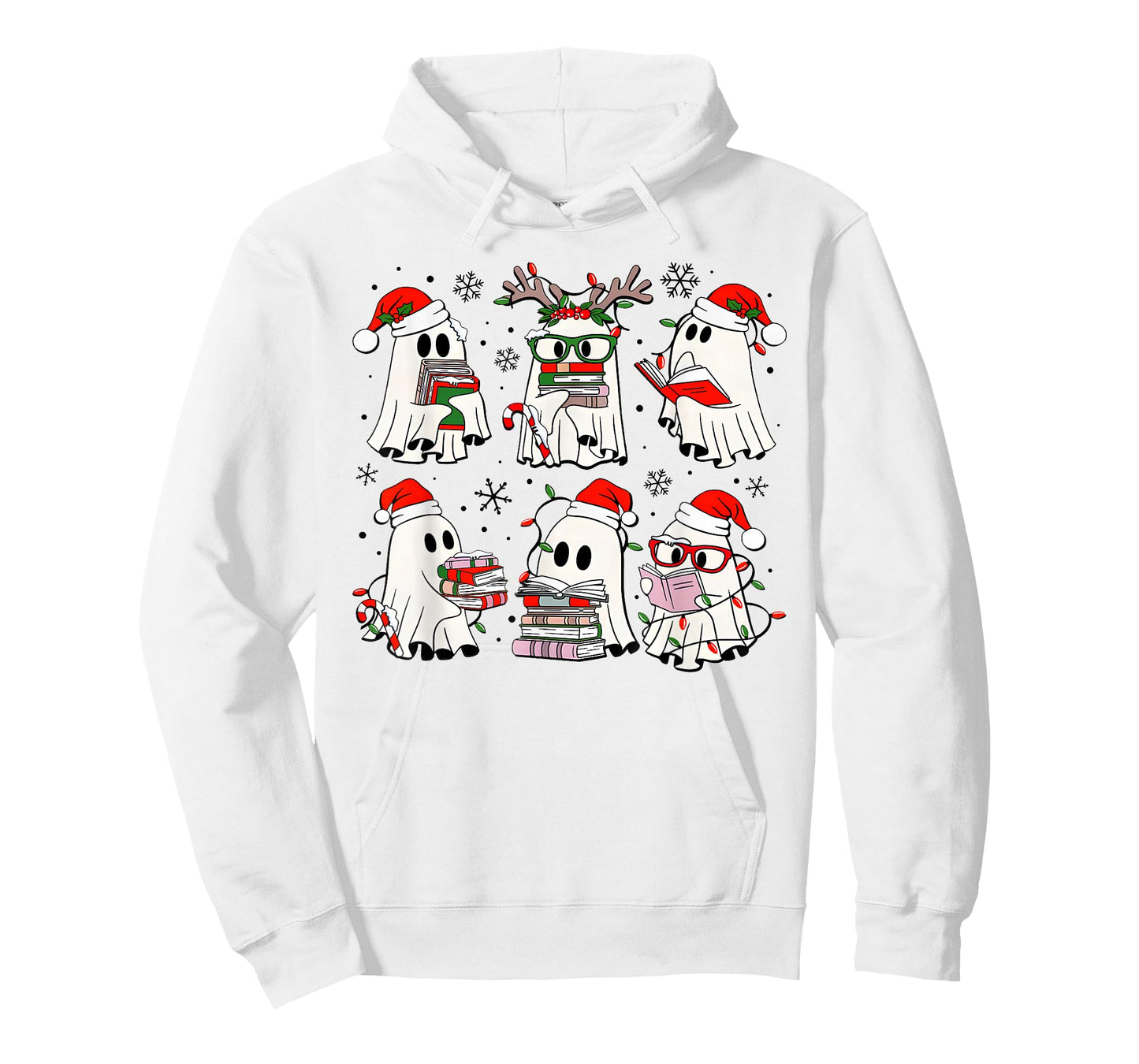 Funny Ghost Book Reading Christmas Books Lover Teacher Kids T-Shirt
