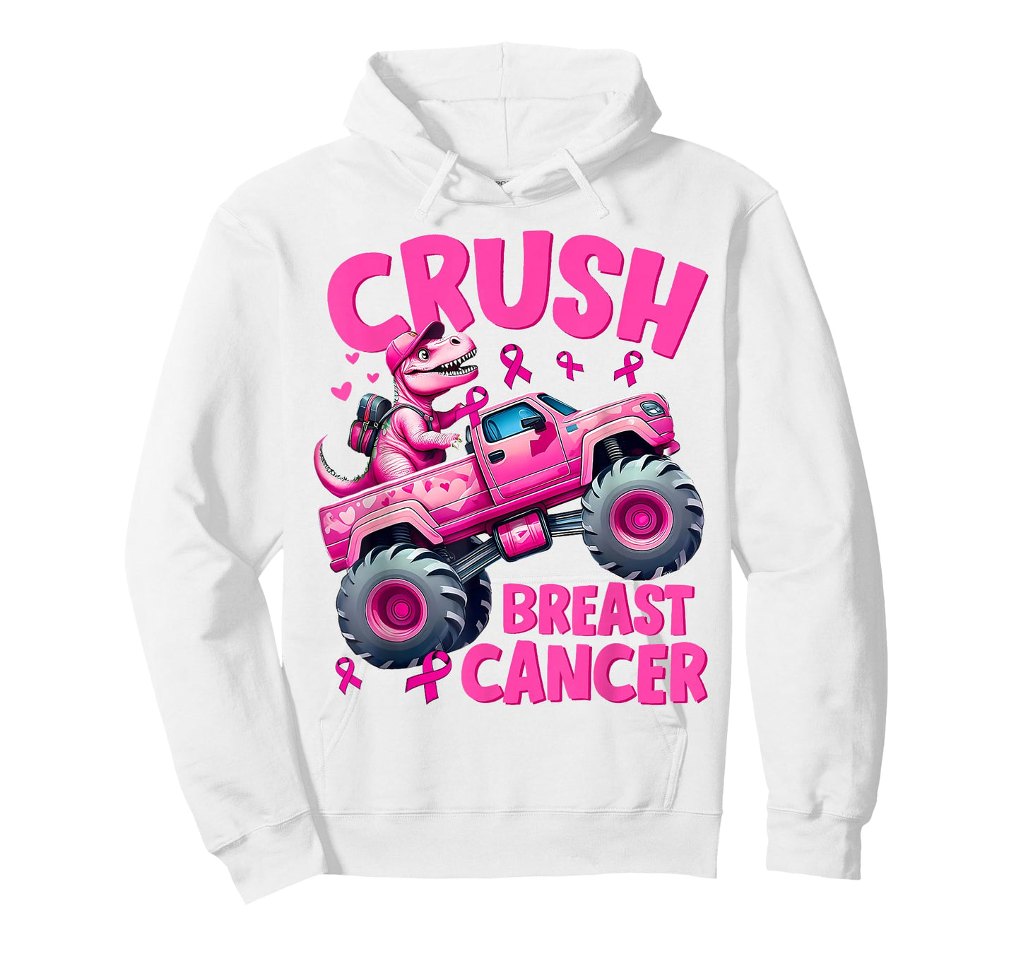 Crush Breast Cancer Pink T-Rex Dinosaur Monster Truck Boys T-Shirt