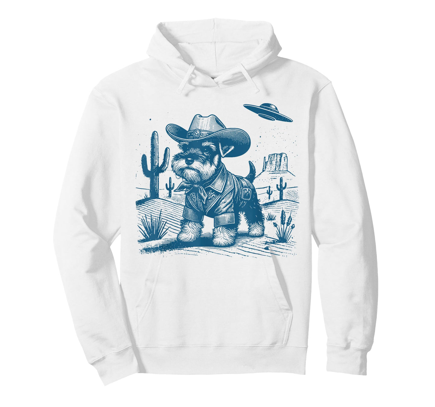 Schnauzer Vintage UFO Western Funny Cowboy Schnauzer UFO T-Shirt