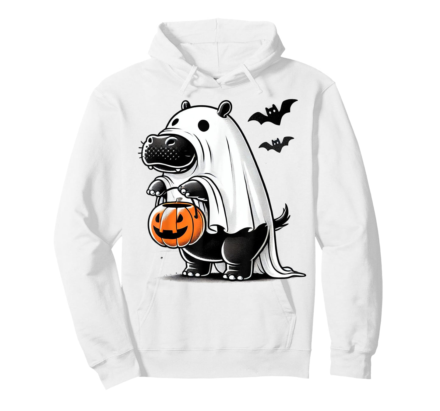 Funny Hippo Ghost Costume - Pumpkin Halloween Hippopotamus T-Shirt