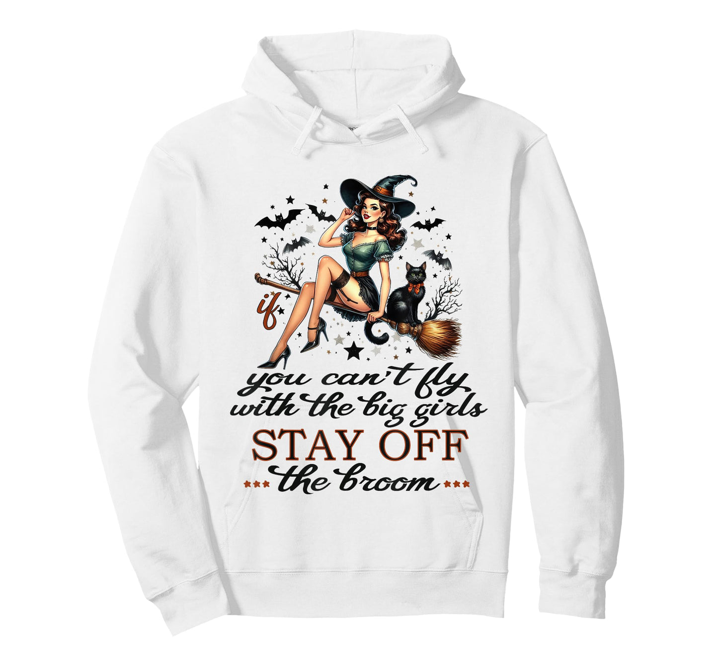 Halloween Witch Funny Fly with The Big Girls Pin Up Satire T-Shirt